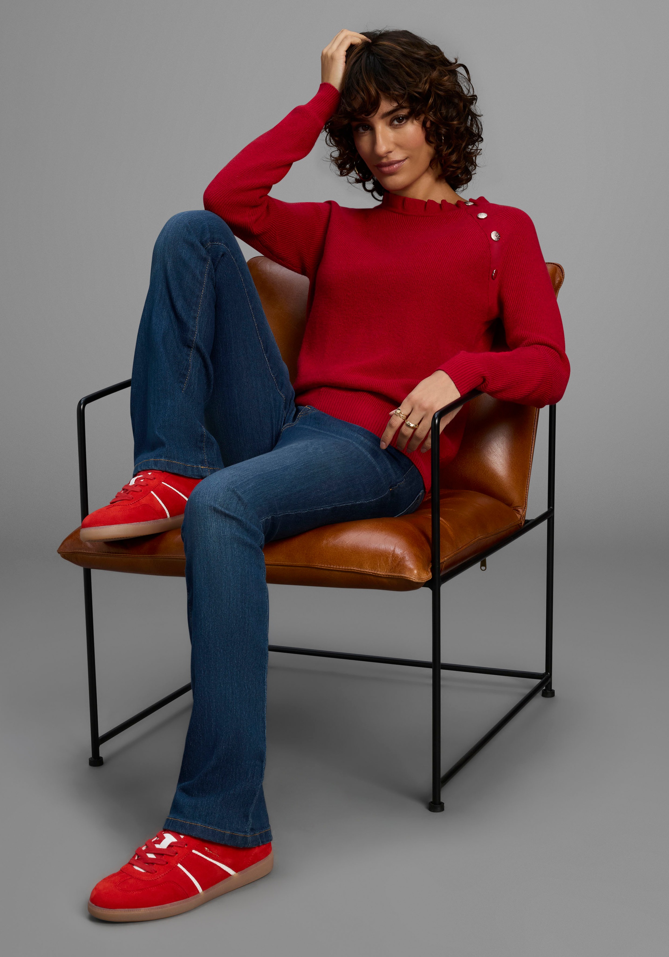 Laura Scott Strickpullover, mit femininem Kragen und Knöpfen - NEUE KOLLEKTION