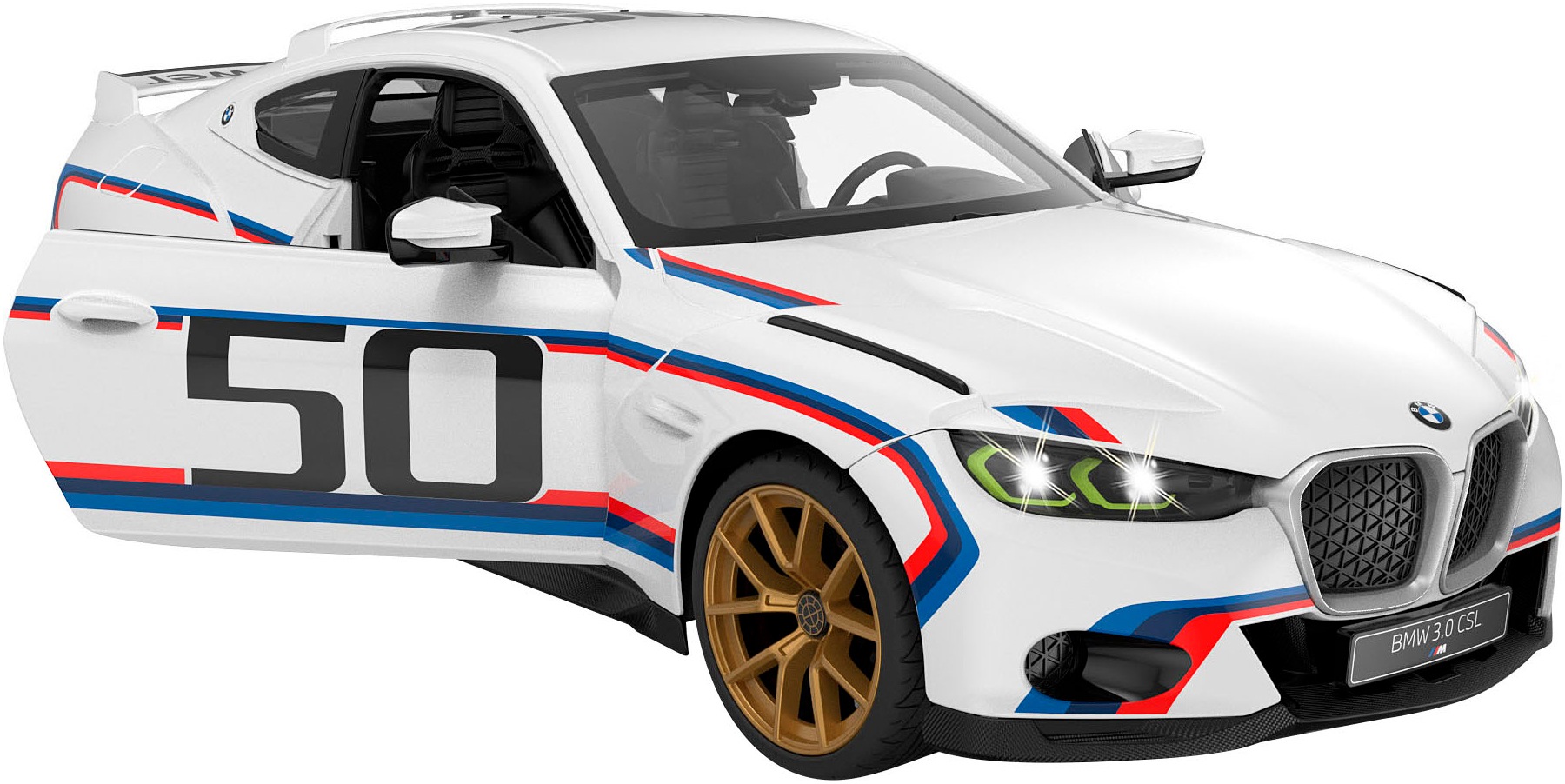 Jamara RC-Auto »BMW 3.0 CSL 1:14 weiß 2,4GHz Tür manuell«, im Maßstab 1:14, mit LED Beleuchtung