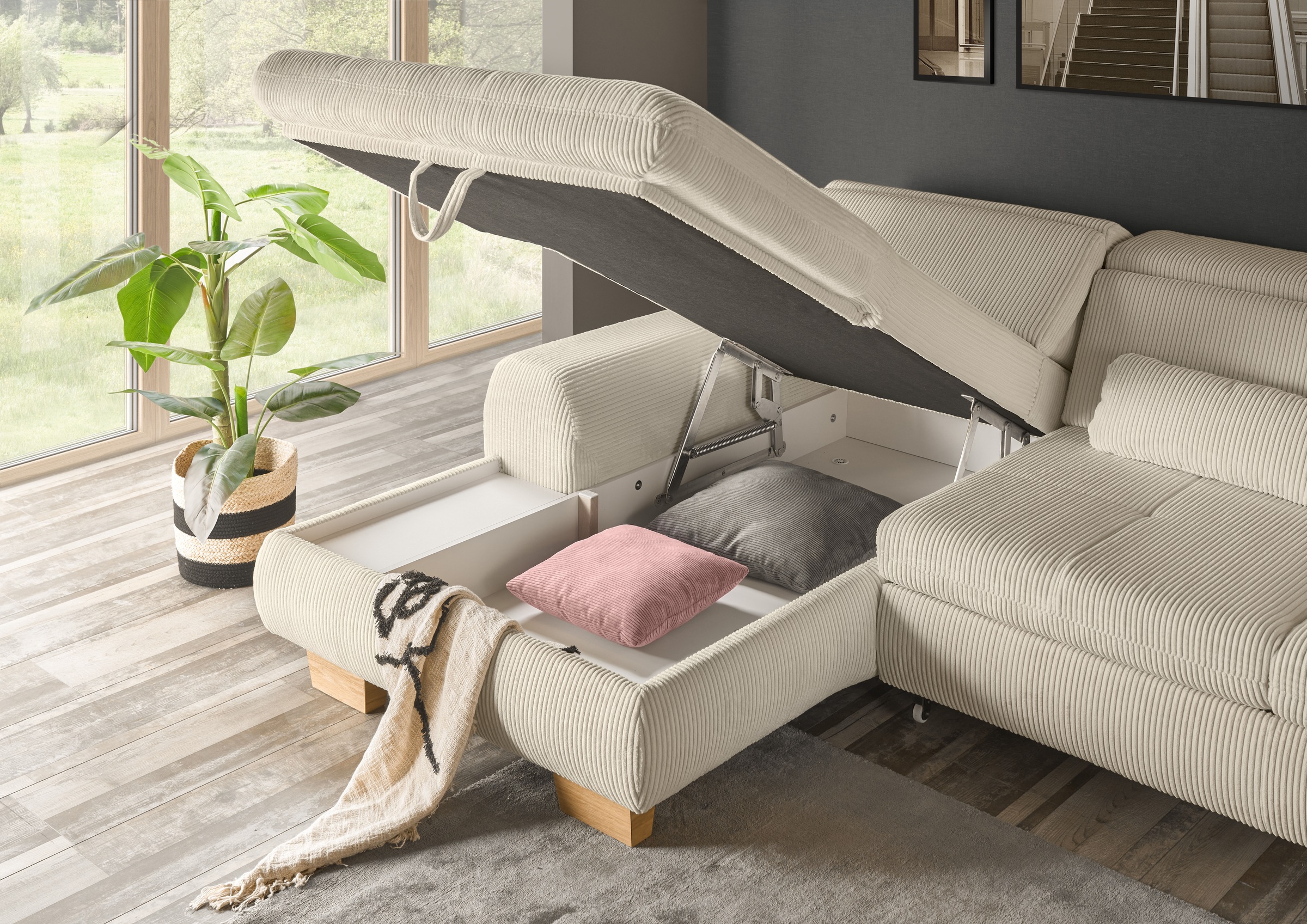 set one by Musterring Ecksofa, Kopteil verstellbar, mit Bettfunktion, in Co günstig online kaufen