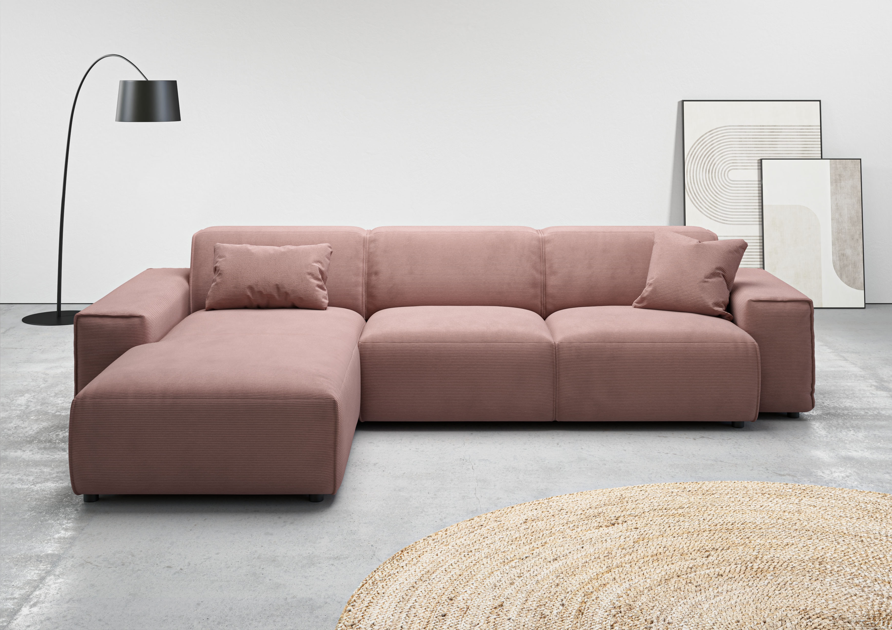 Home affaire Ecksofa "Glimminge auch in Breitcord, Feincord, Bouclé + Easy care-Bezug" L-Form, Breite 294, Zierkissen