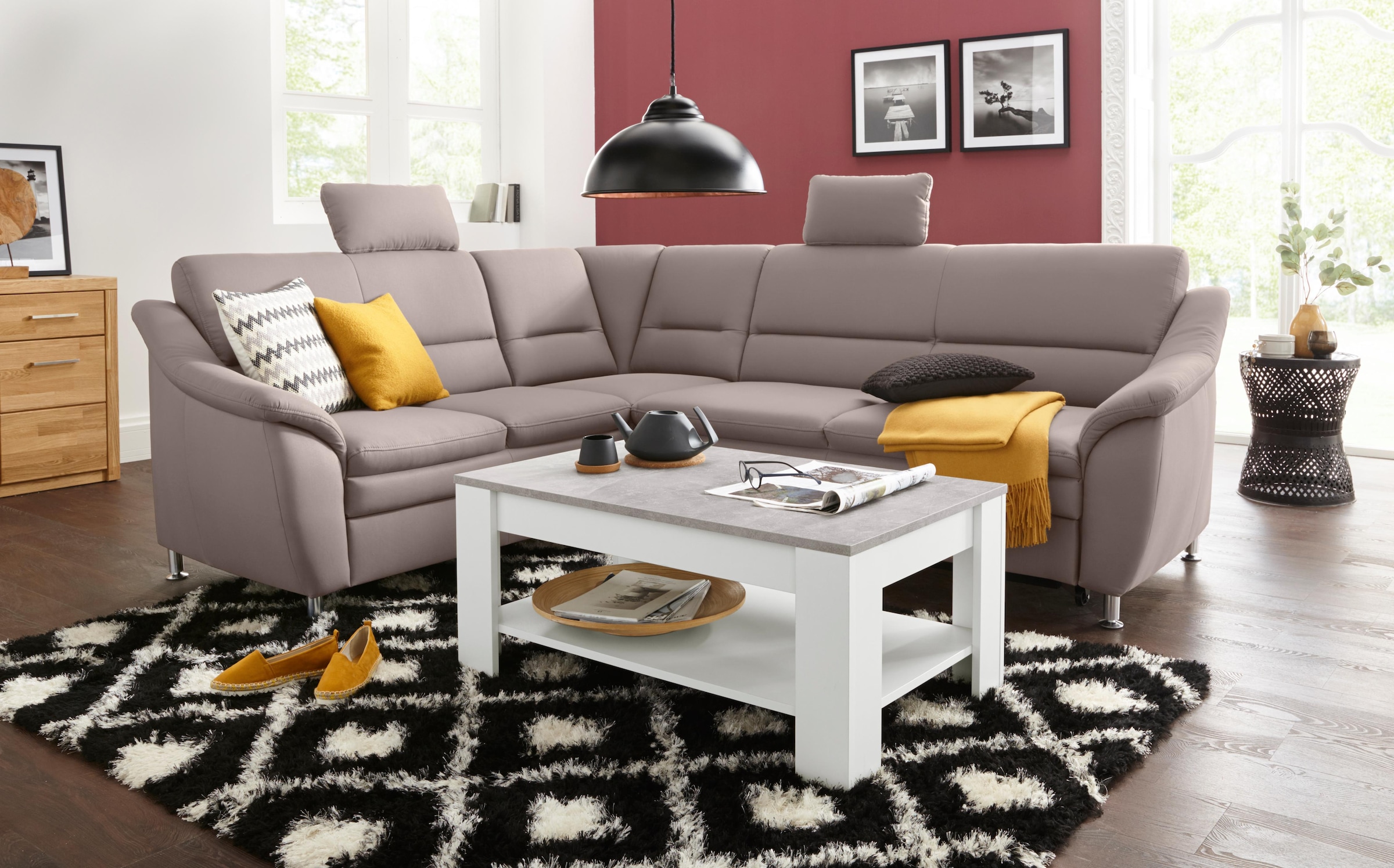 sit&more Ecksofa »Cardoso L-Form«, mit Federkern, wahlweise mit Bettfunktion und Schubkasten