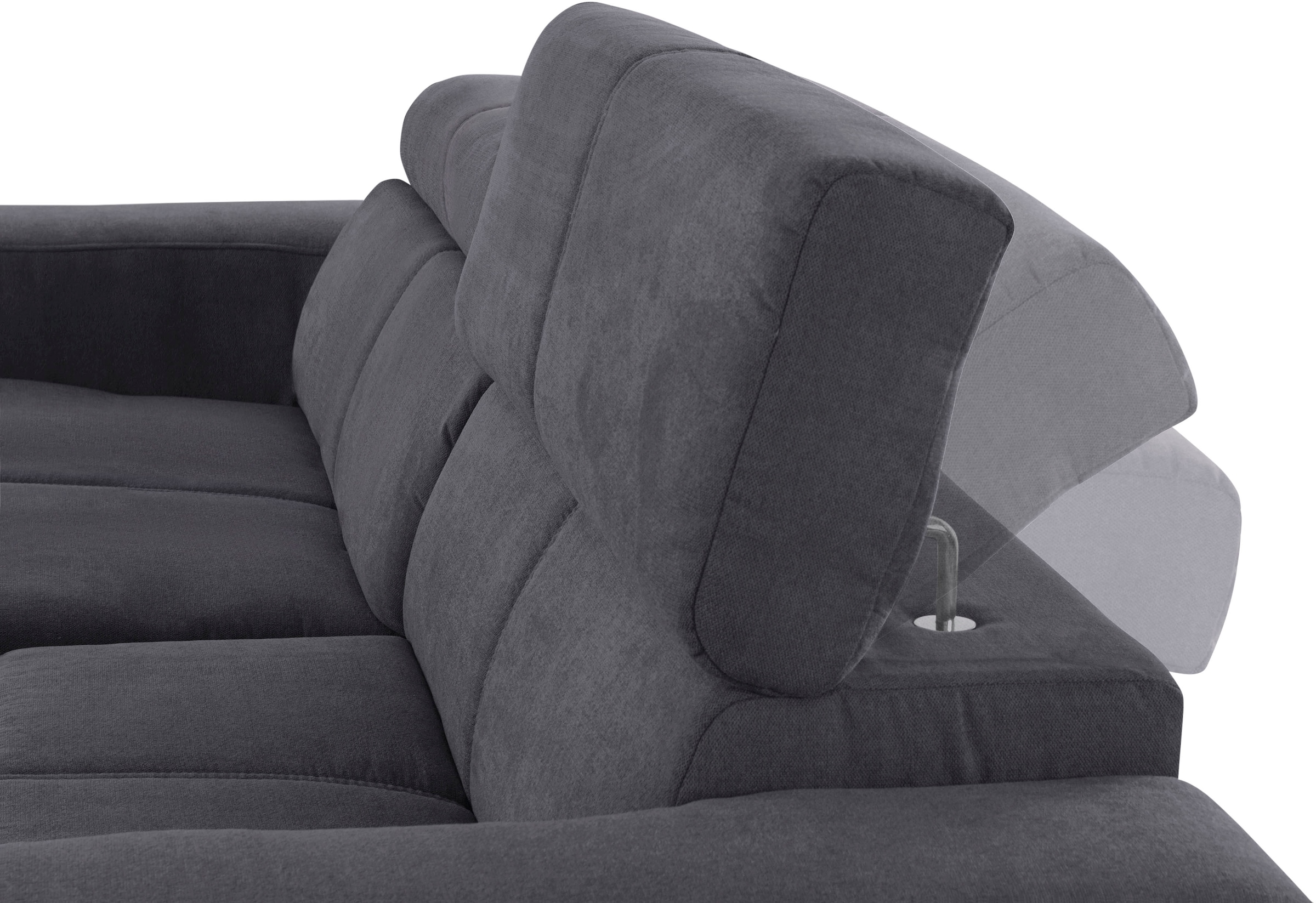 DOMO collection Ecksofa »Brandon kleine Ausführung B/T/H: 214/100/80 cm«, Mit Kopfteilverstellung, auch in Leder und Cord, L-Form