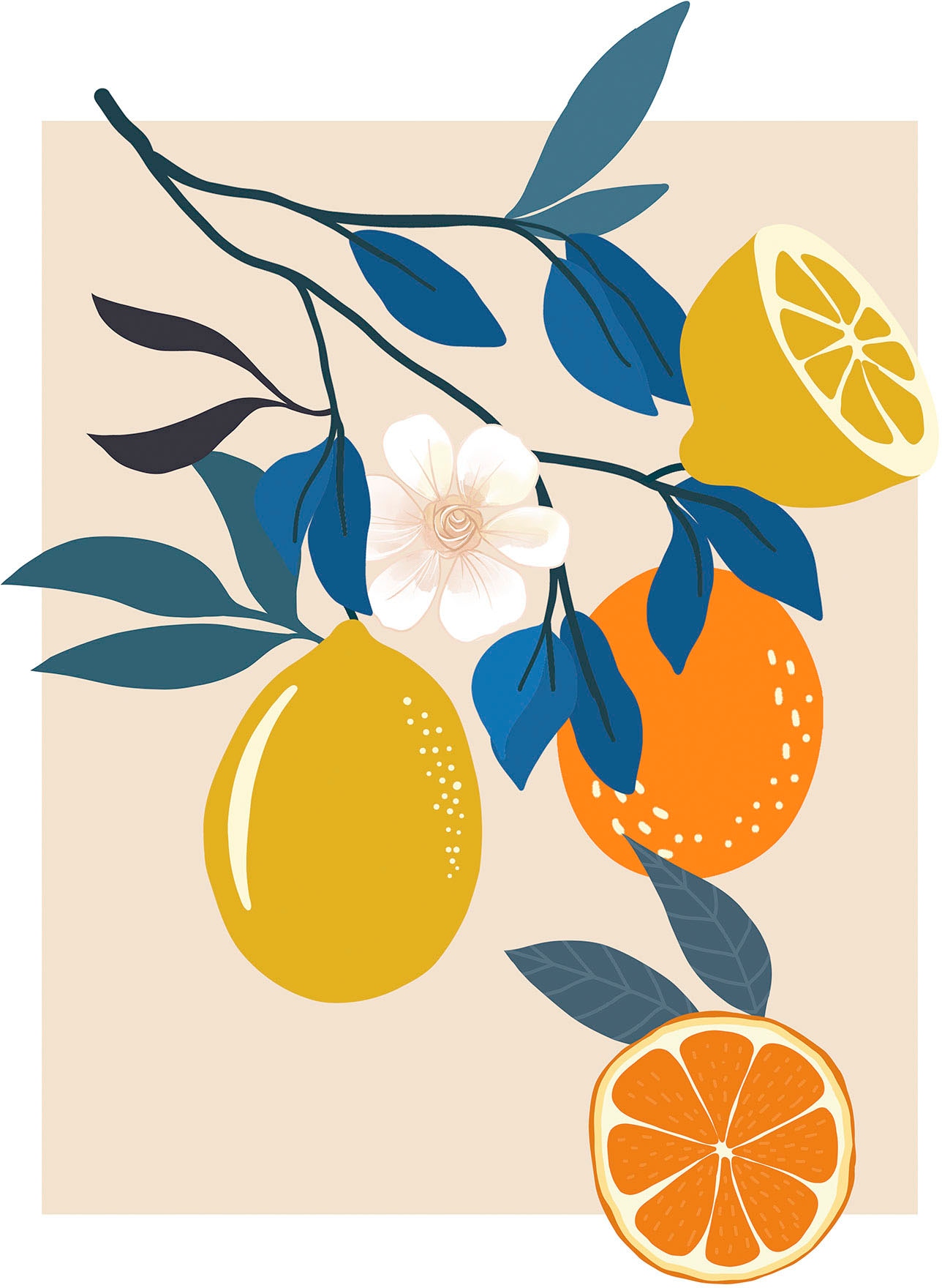 Komar Wandbild »Illustration Finest Fruits«, (1 St.), Deutsches Premium-Poster Fotopapier mit seidenmatter Oberfläche und hoher Lichtbeständigkeit. Für fotorealistische Drucke mit gestochen scharfen Details und hervorragender Farbbrillanz.
