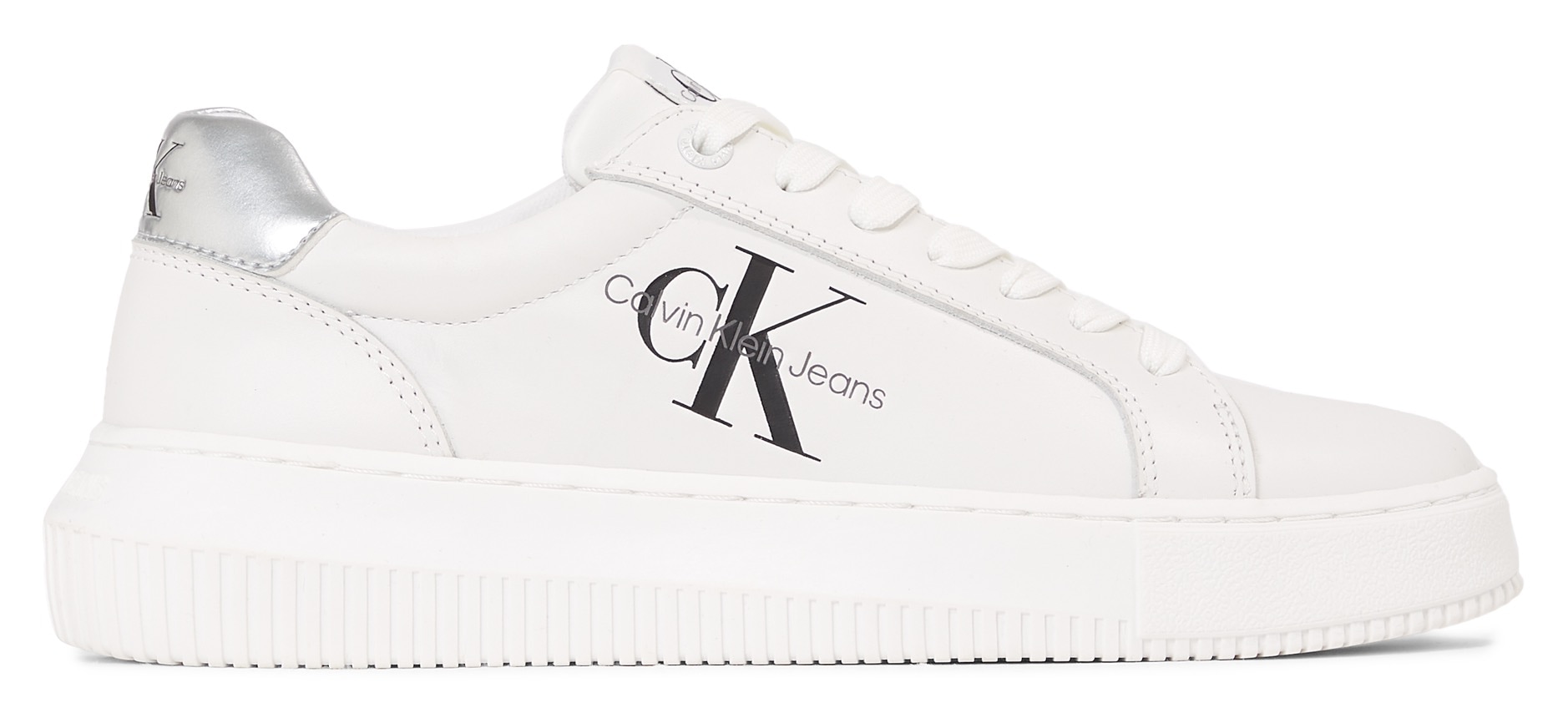 Calvin Klein Jeans Plateausneaker »CHUNKY CUPSOLE LACEUP LTH ML MTL«, mit Fersen-Kontrastbesatz, Freizeitschuh, Halbschuh, Schnürschuh