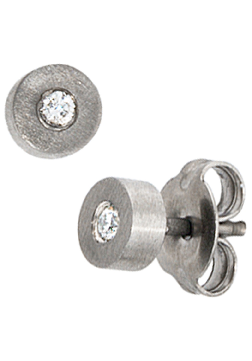 JOBO Paar Ohrstecker »Ohrringe Titanohrringe 5 mm« Titan mit 2 Diamanten
