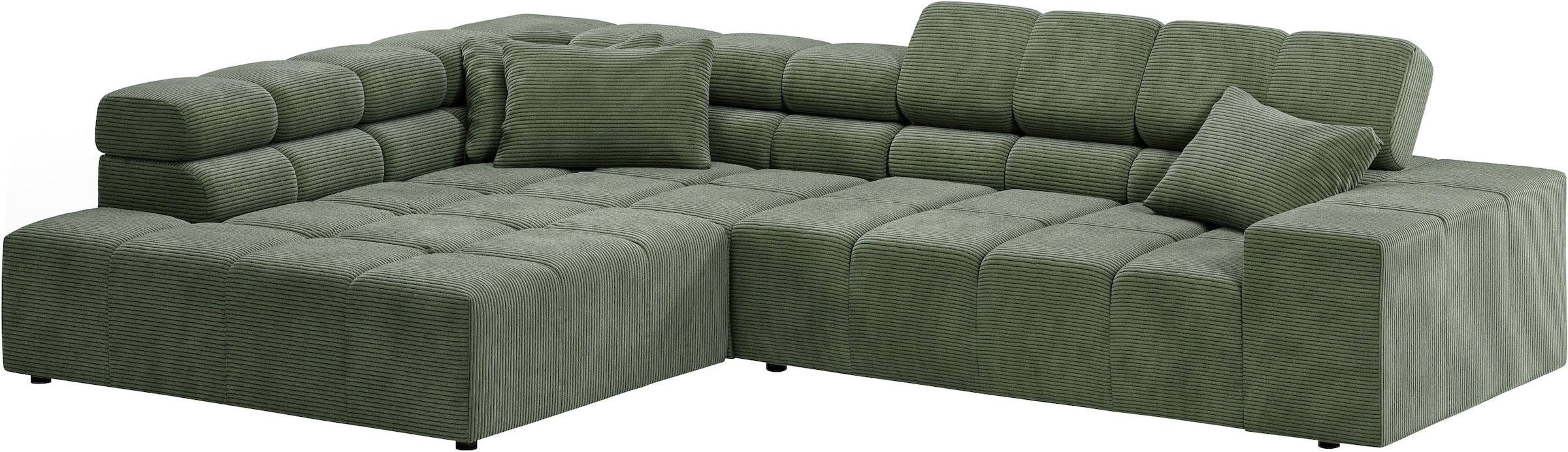 INOSIGN Ecksofa »Ancona incl. Kopfteilverstellung, Zierkissen Breite 319cm, L-Form«, wahlweise motorische Sitztiefenverstellung, auch in Cord + Easy Care