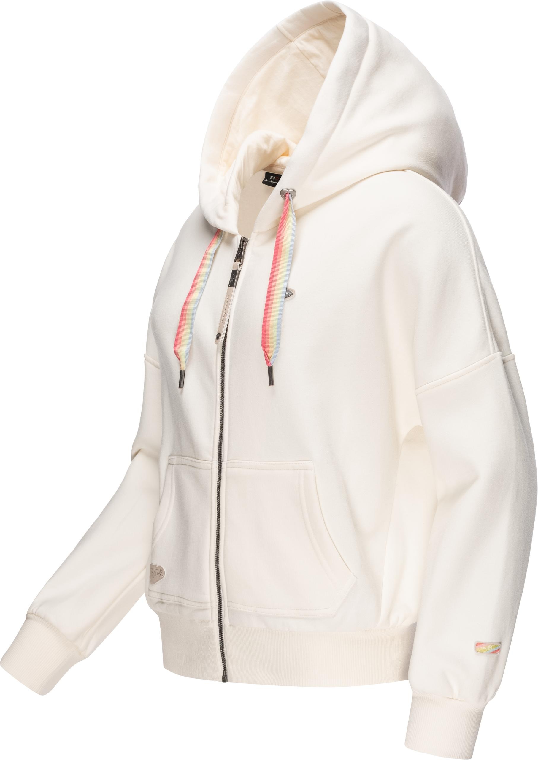 Ragwear Sweatjacke »Gobby Zip Intl.«, Damen Kapuzensweater mit Regenbogen-Bändchen