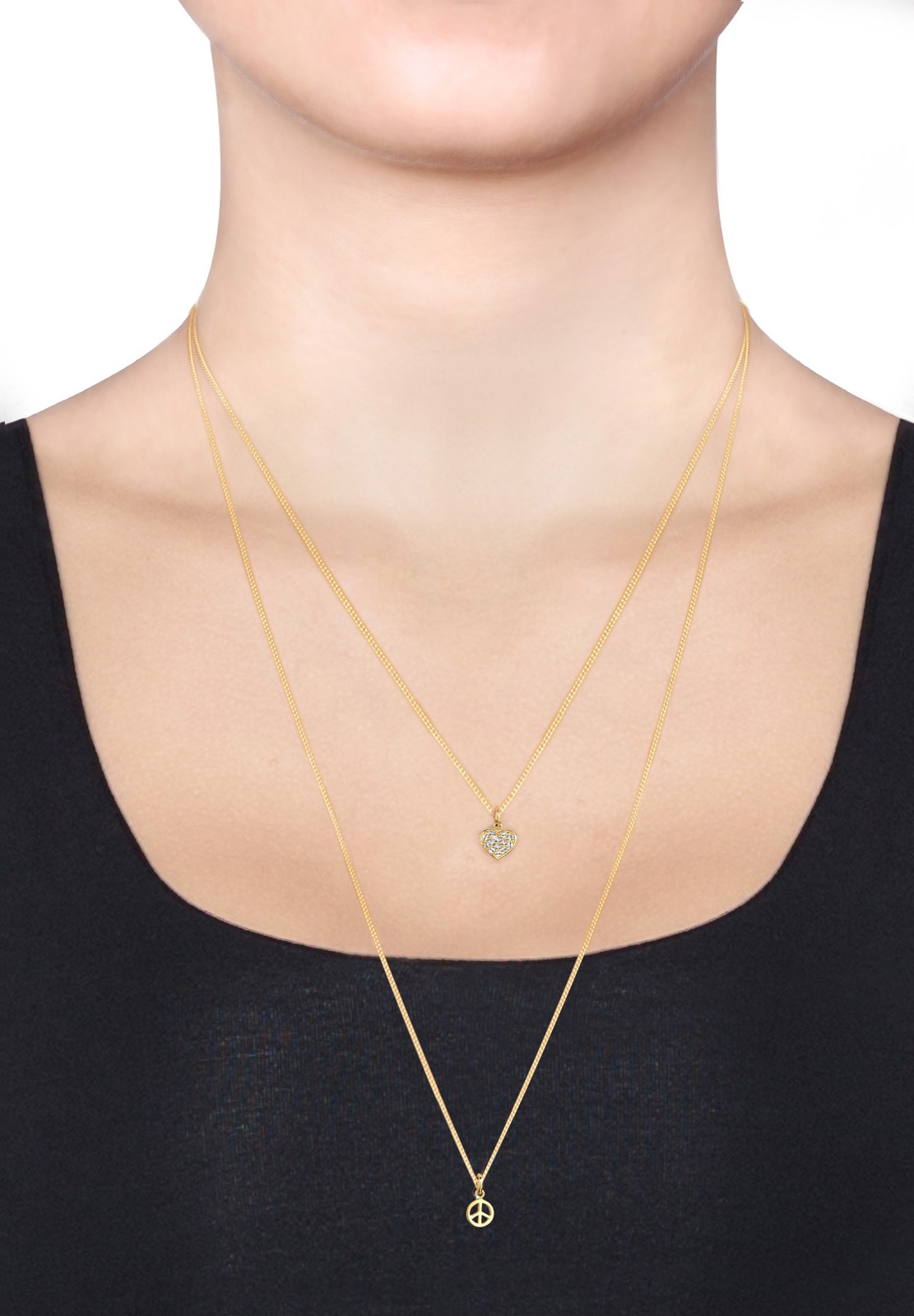 Elli Ketten-Set »Set Peace mit Kristallen von Swarovski® 925 Silber vergoldet«