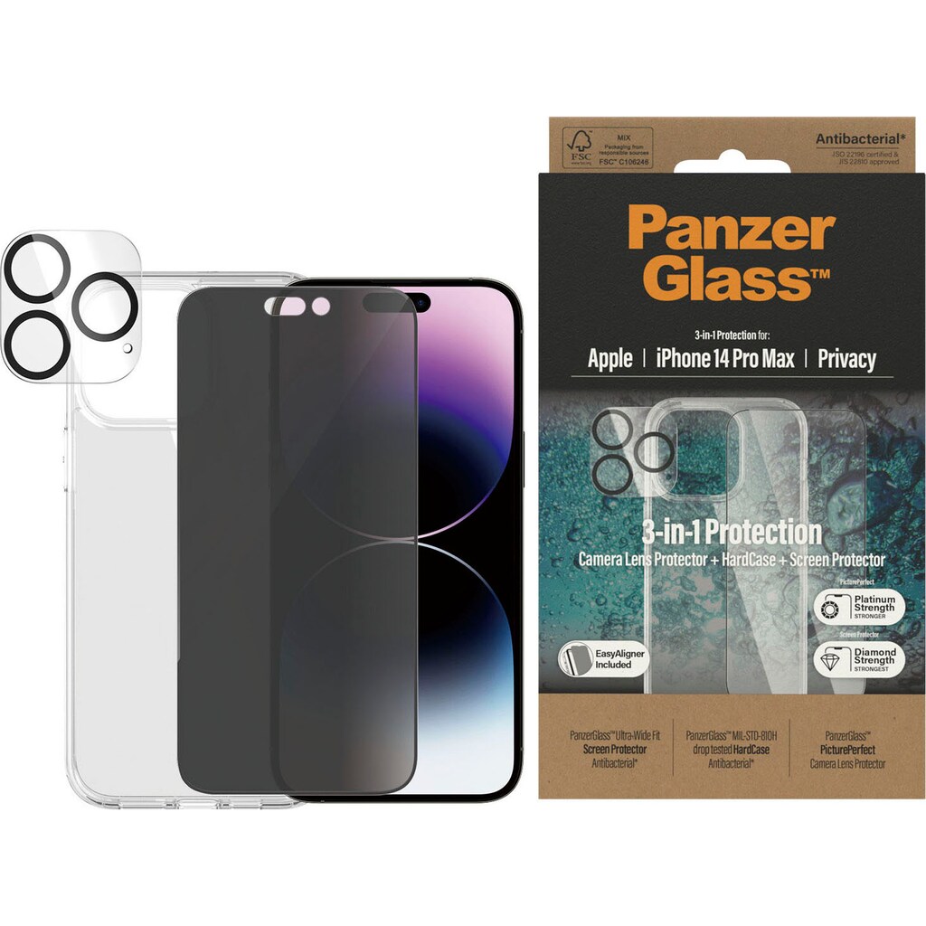 PanzerGlass Displayschutzglas »Set: Privacy Glass+Case - iPhone 14 6,1 Pro Max«