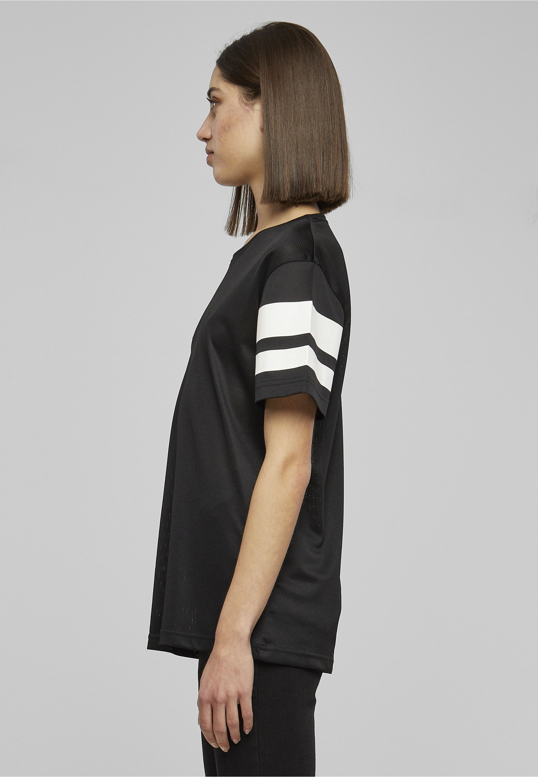 URBAN CLASSICS T-Shirt »Urban Classics Damen Ladies Stripe Mesh Tee« 1 Stk.