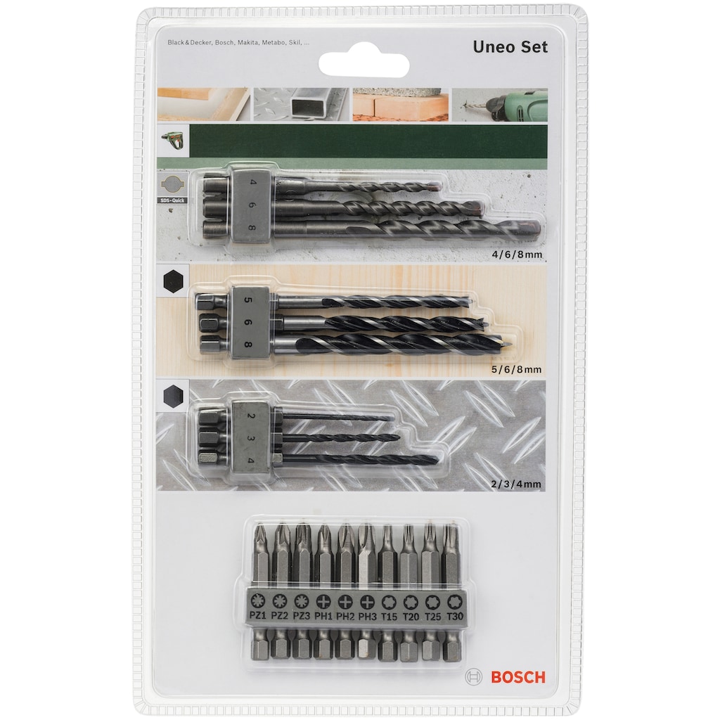 Bosch Professional Bohrer- und Bit-Set »Uneo Mixed-Set«, (19 tlg.)