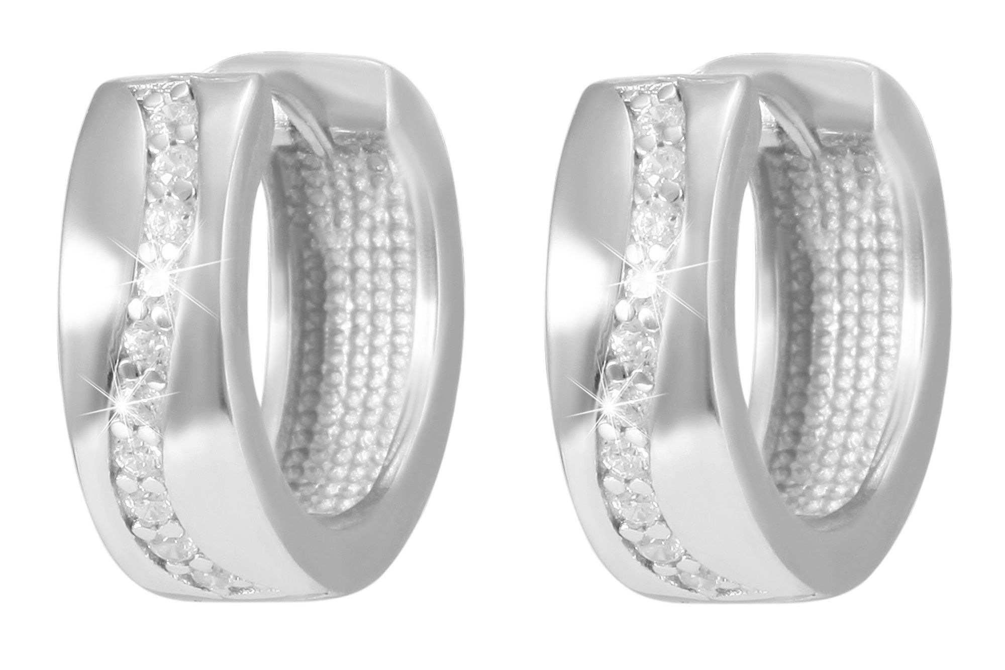 Adelia´s Klappcreolen "Ohrringe – Klappcreole aus 925 Silber mit Zirkonia" Schöne Geschenkidee zum Valentinstag