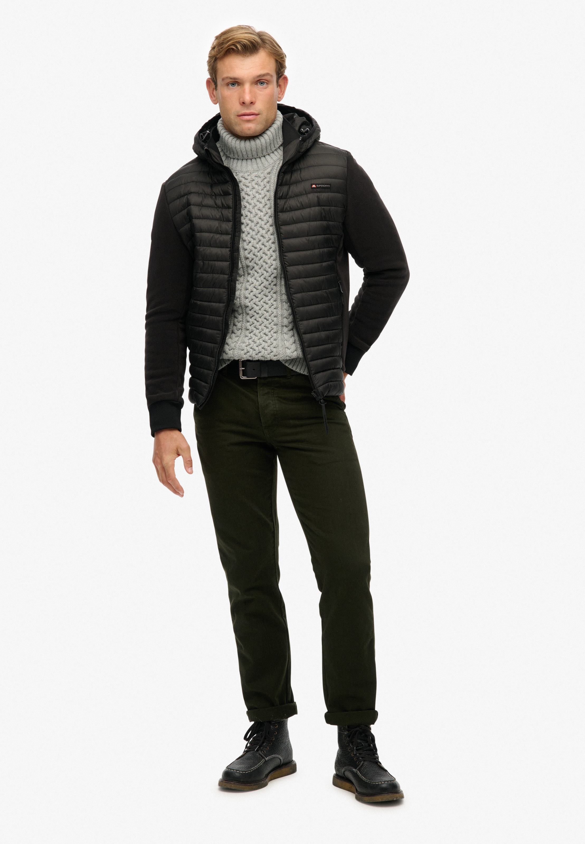 Superdry Steppjacke »HOOD STORM FLEECE HYBRID JKT«, mit Kapuze