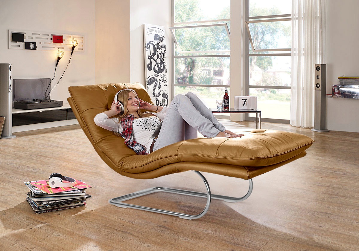 W.SCHILLIG Relaxliege "daily dreams" in Waffelkissen-Optik, wahlweise mit Motor, Freischwingergestell