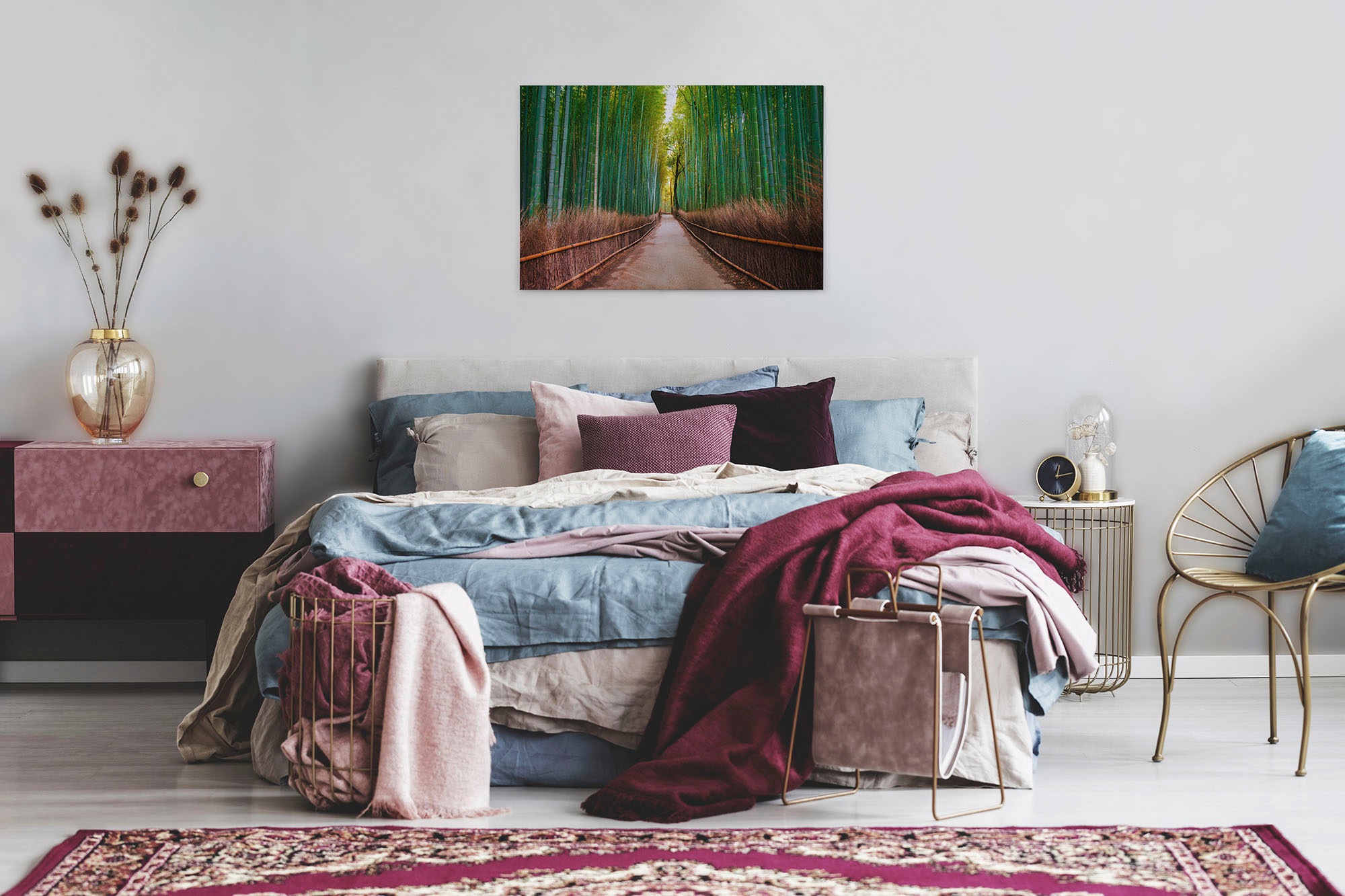 A.S. Création Leinwandbild »Bambus Walk«, Kunst-Gemälde-Kinder, (1 St.), Feldweg Bambus Natur Keilrahmen Leinwand-Bild Wohnzimmer modern Kinder