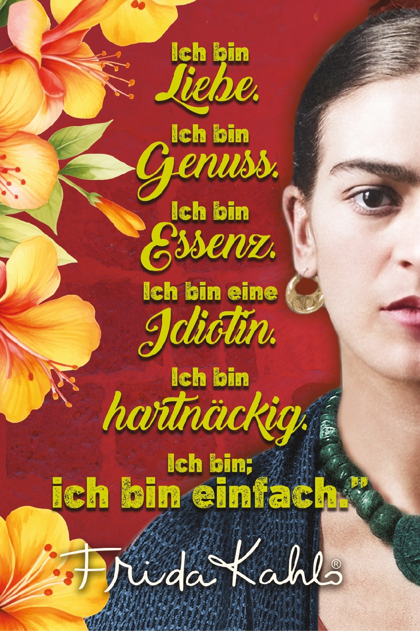 LuckyLinde Wanddekoobjekt "Frida Kahlo - Ich bin Liebe" Stahlschild