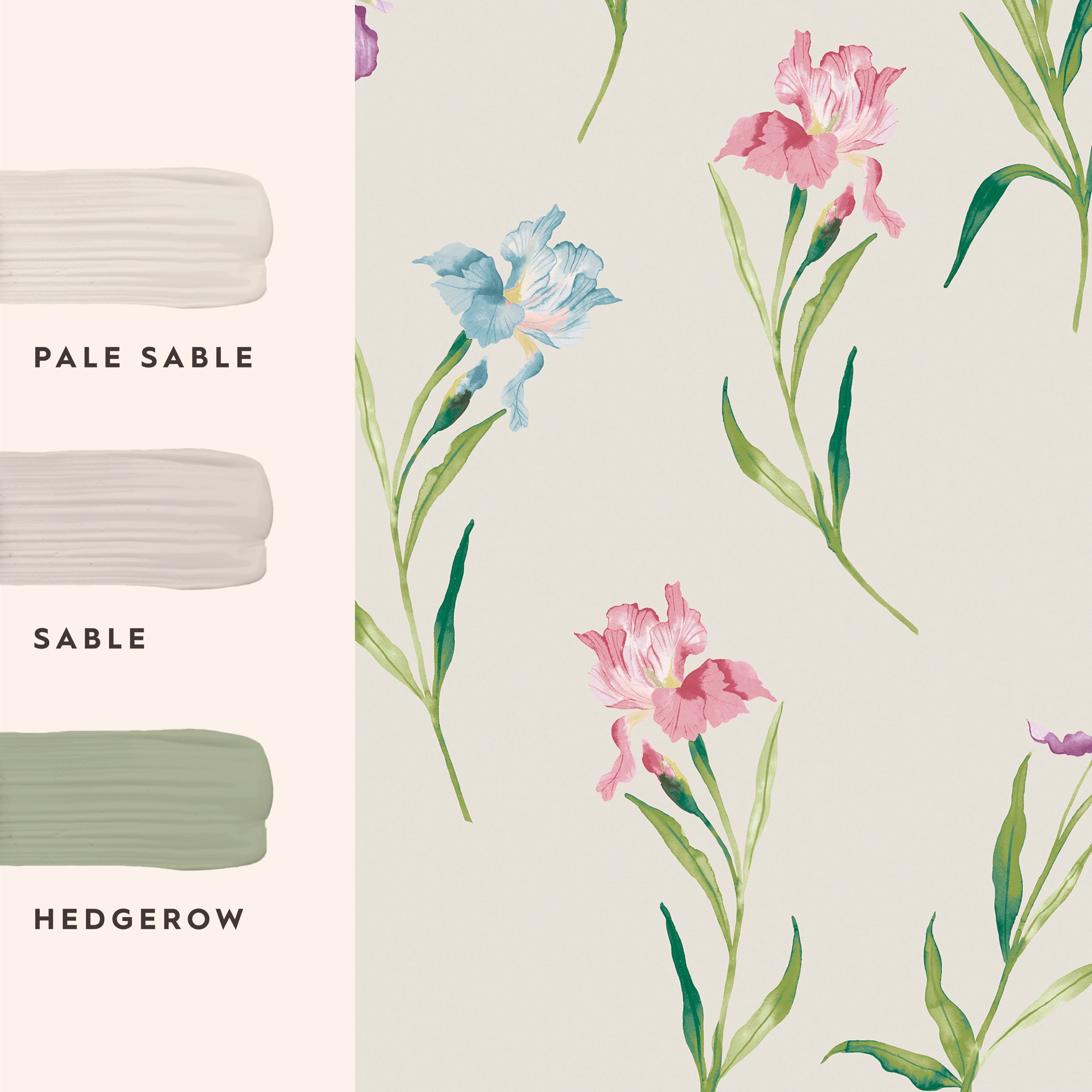 LAURA ASHLEY Vliestapete »Hawling Irises Soft Natural«, geblümt, 10mx52cm (ca. 5m2)