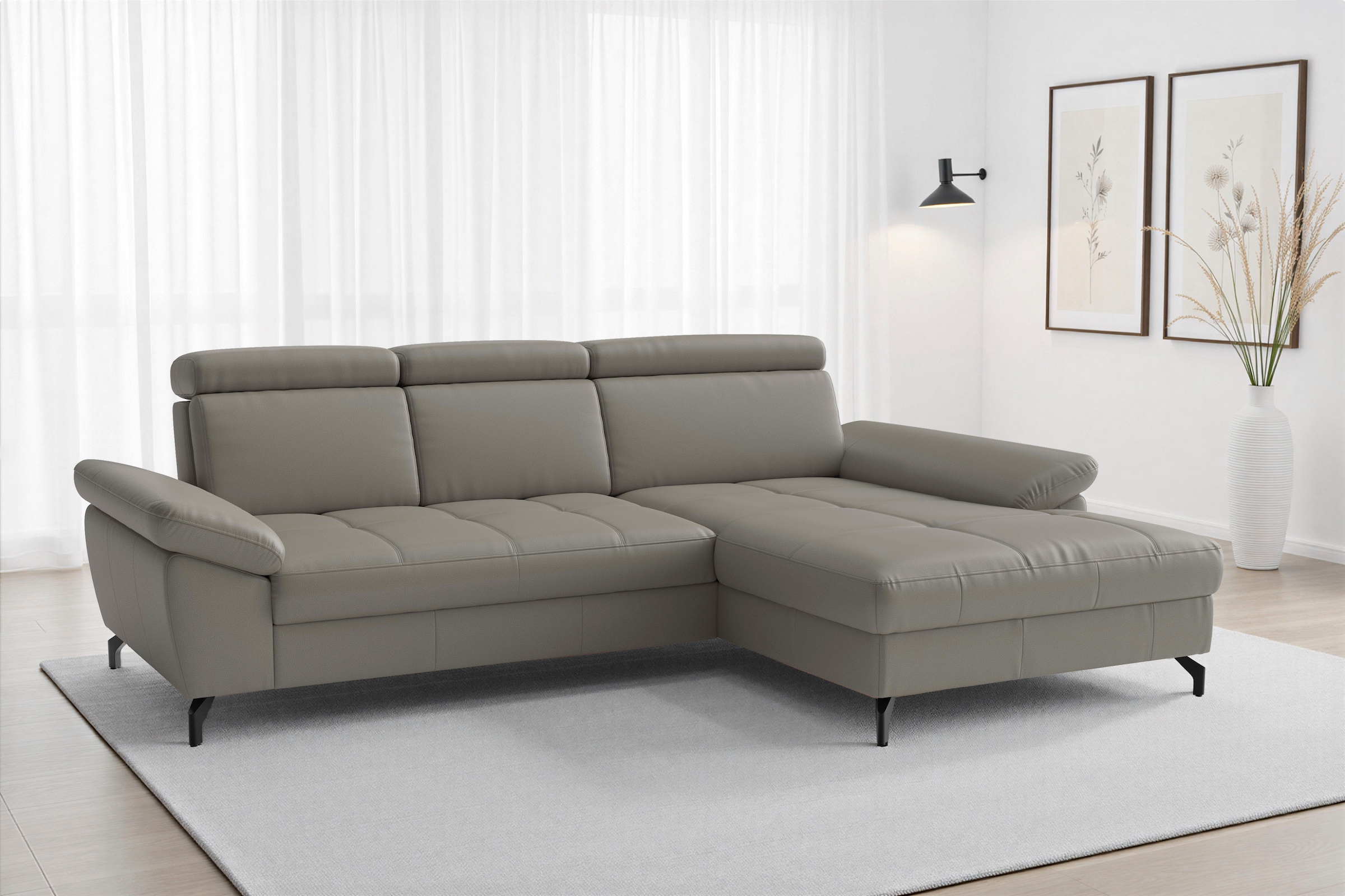 sit&more Ecksofa "Vanity L-Form, Leder, B: 264 cm, mit Sitz-, Kopf u. Armteilverstellung" Couch optional mit Schlaffunktion & Bettkasten, in Leder