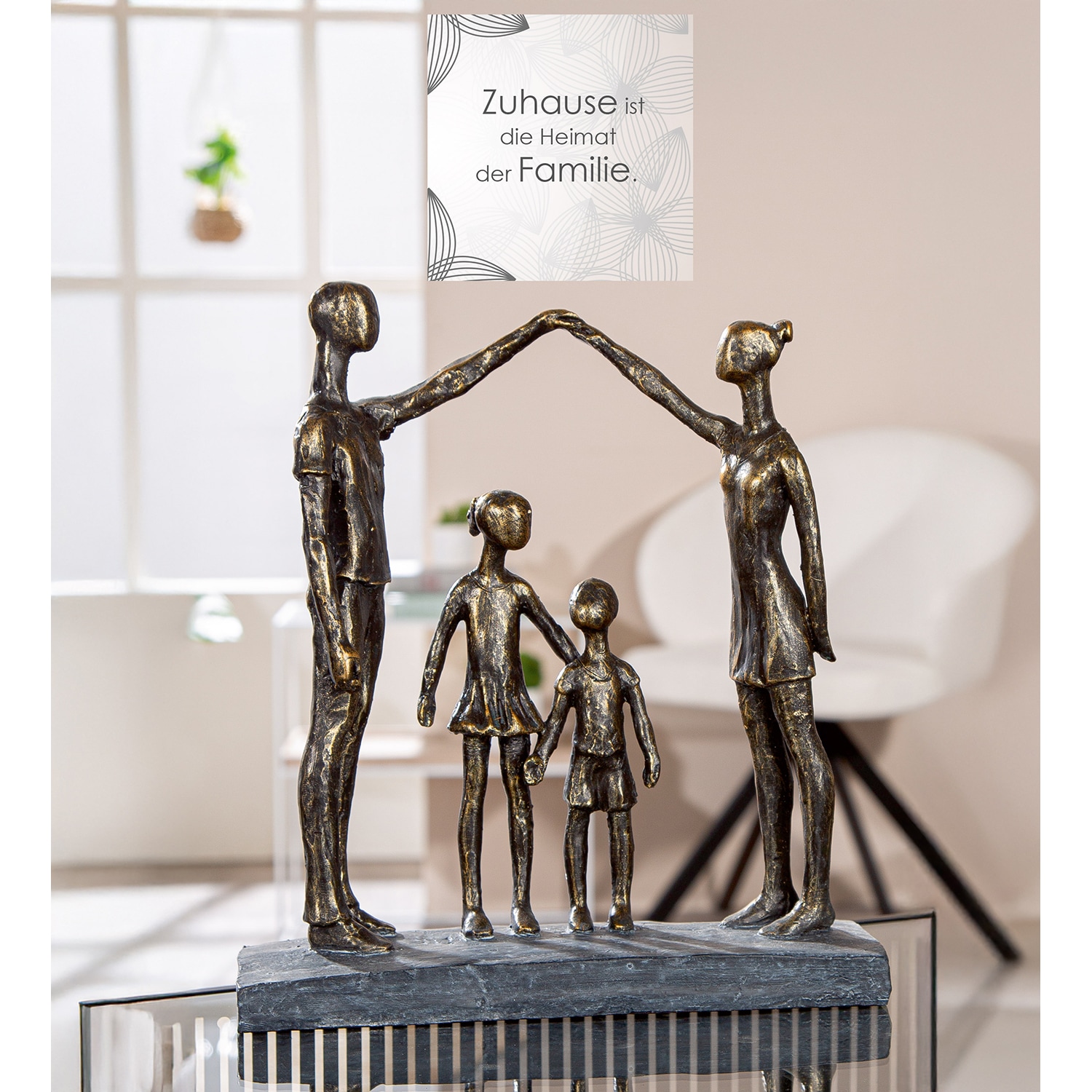 Casablanca by Gilde Dekofigur »Skulptur Familie schützende Hände bronzefarben H. 30 cm«