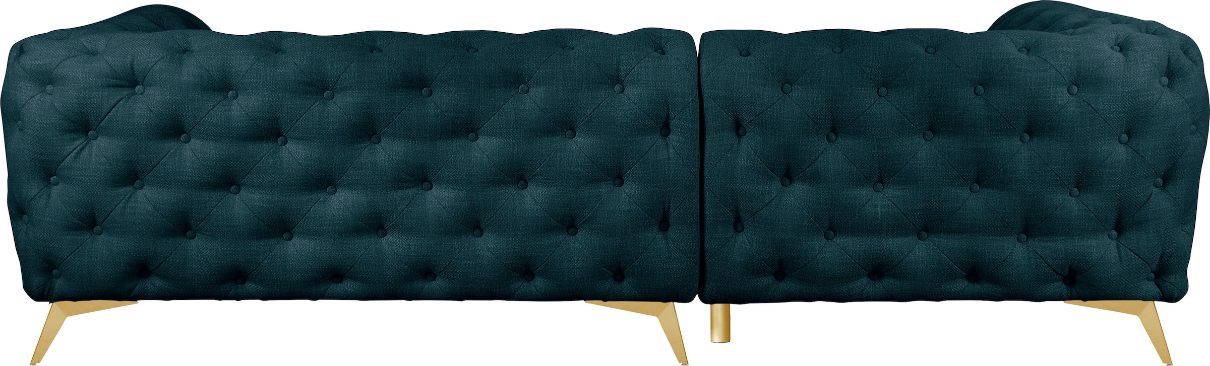 Leonique Chesterfield-Sofa »Ecksofa GLYNIS L-Form mit Wellenunterfederung, Maße B/T/H 264/204/75cm«, aufwändige Knopfheftung, moderne Chesterfield Optik, Fußfarbe wählbar