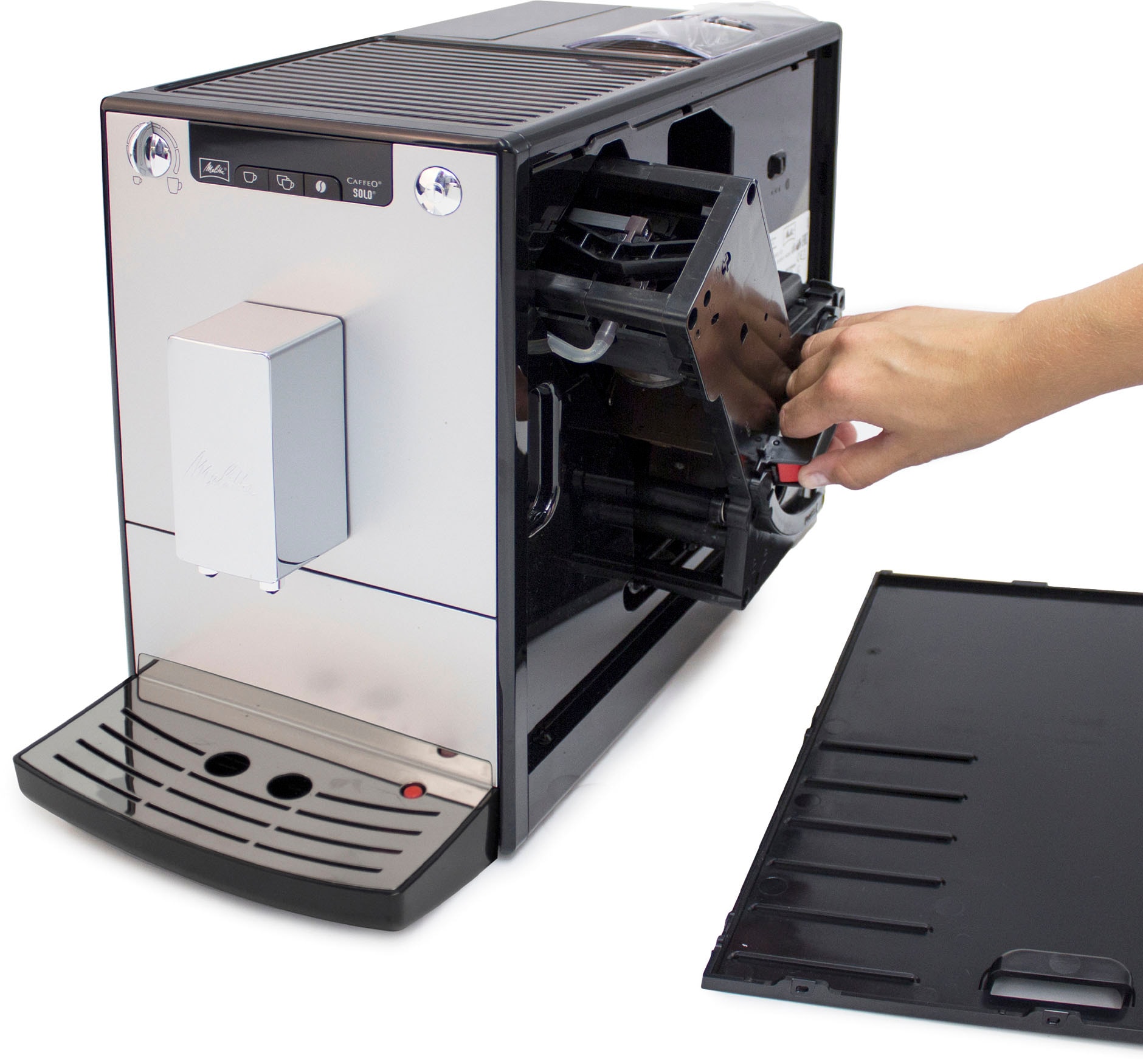 Melitta Kaffeevollautomat »Solo® E950-203, Espresso, 20cm nur Café crème & silber/schwarz«, breit für Perfekt | BAUR