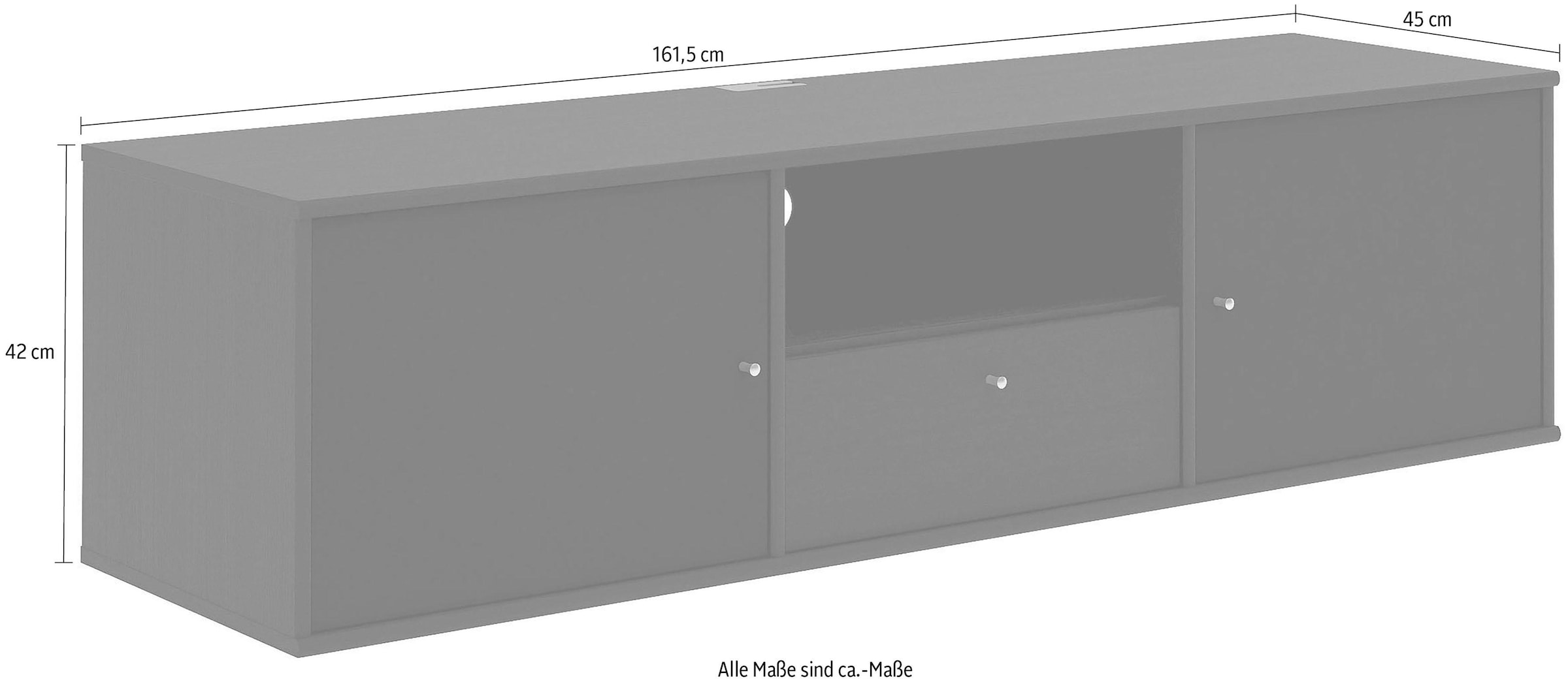 Hammel Furniture TV-Board »Mistral Fernsehschrank, Medienmöbel, Hängend«, mit Türen mit Akustikstoff, Kabeldurchführung, Lowboard, B: 161,5 cm