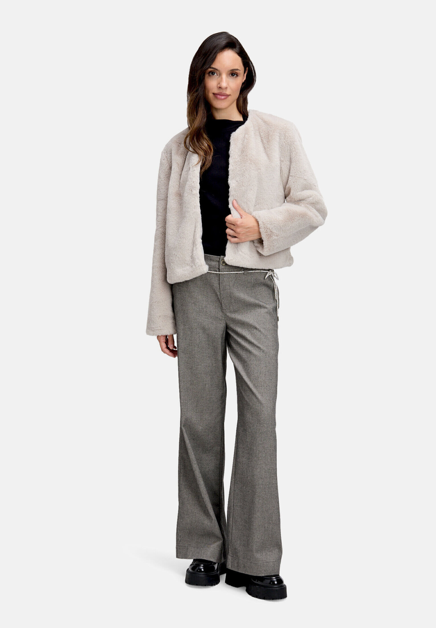Cartoon Fellimitatjacke "Damen mit Eingrifftaschen"