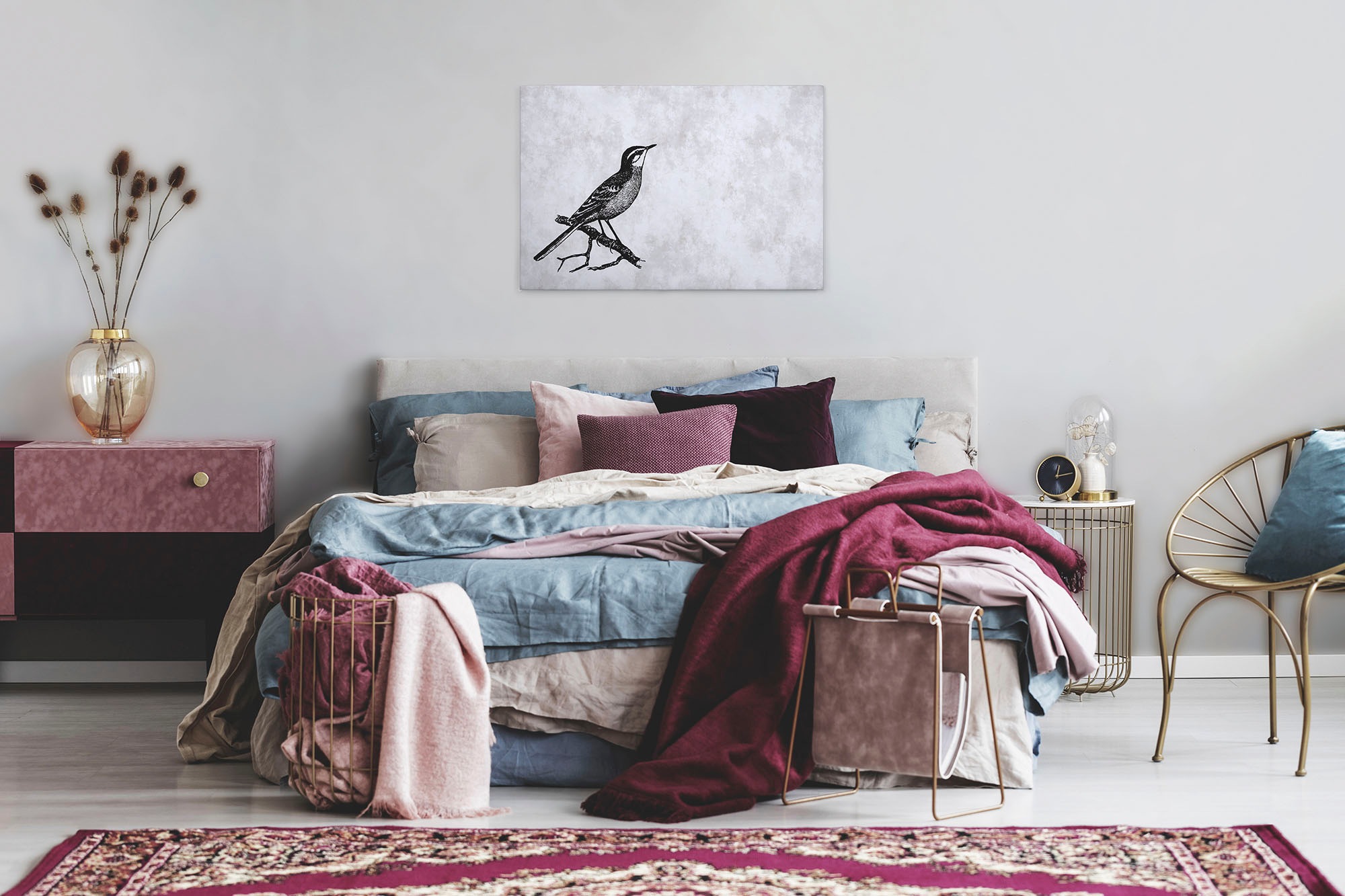 A.S. Création Leinwandbild »sketchpad 4«, Kunst-Vögel-Kinder, (1 St.), Schwarz-Weiß Zeichnung Vogel Keilrahmen Leinwand-Bild Wohnzimmer Wand