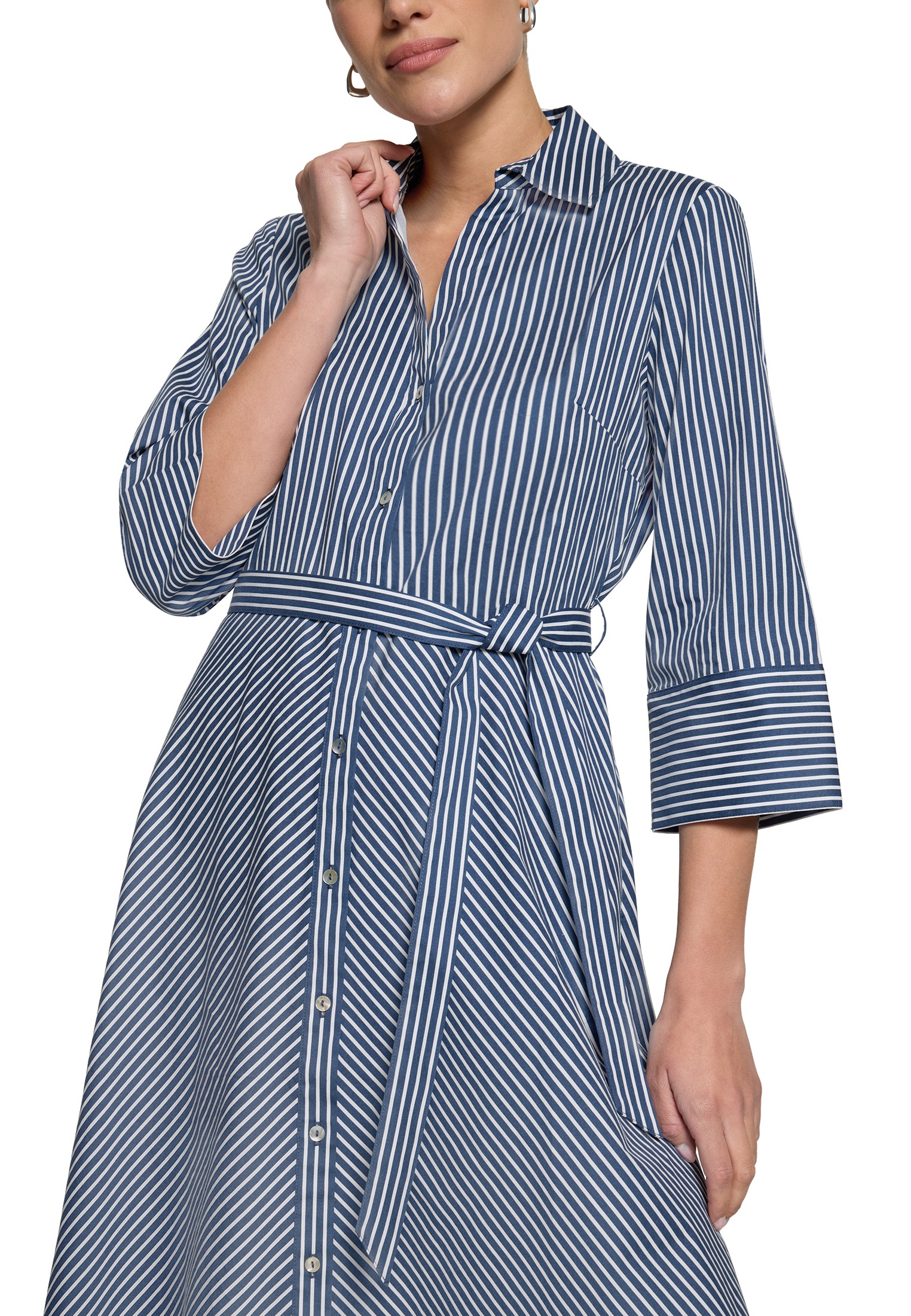 Zero Hemdblusenkleid »Damen mit 3/4 Arm« Bindegürtel