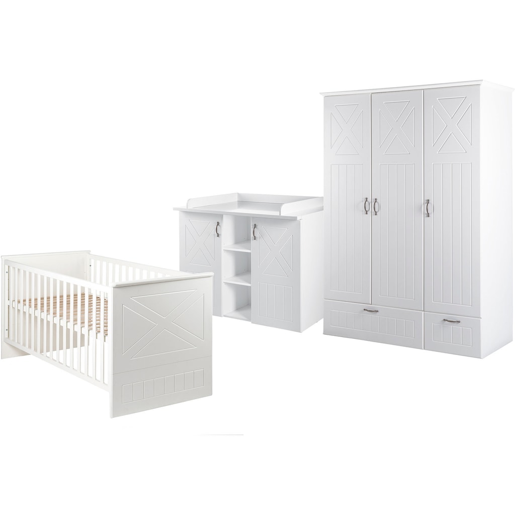 roba® Babyzimmer-Komplettset, (Set, 3 St., Kinderbett, Schrank, Wickelkommode)