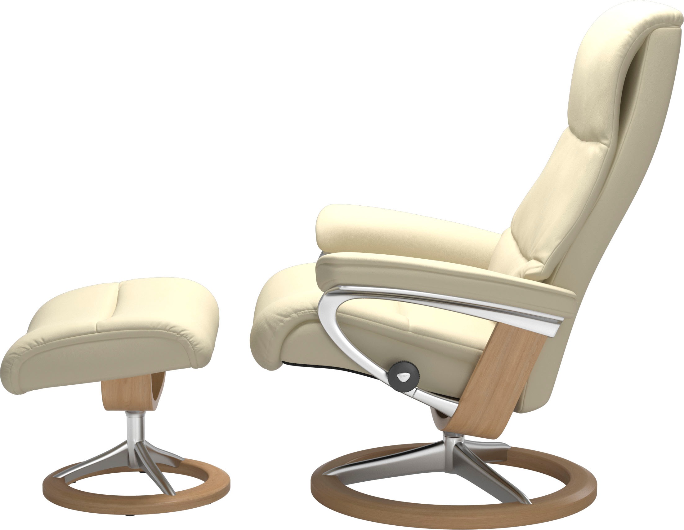 Stressless® Relaxsessel »View«, (Set, Relaxsessel mit Hocker), mit Signature Base, Größe S,Gestell Eiche