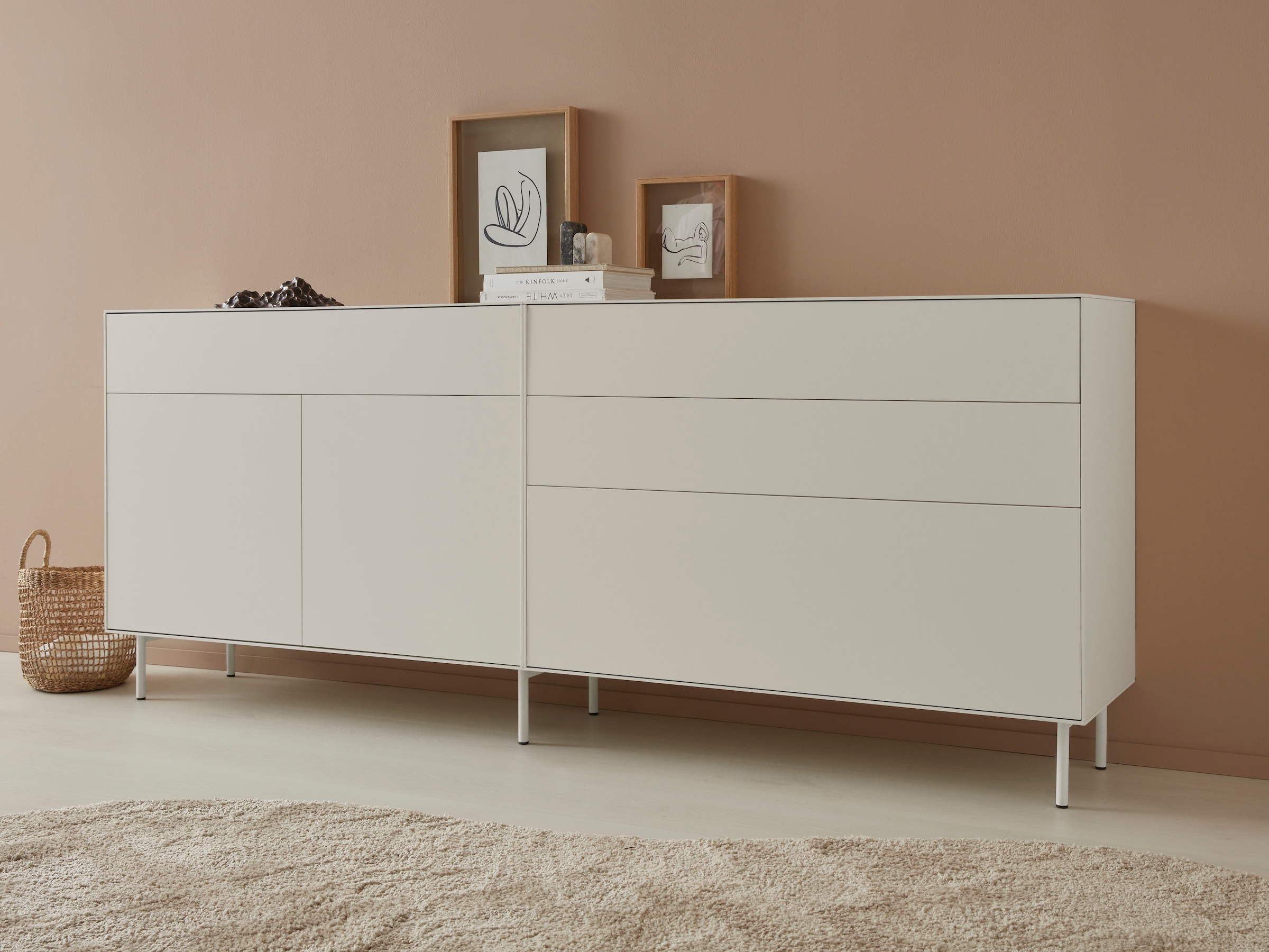 LeGer Home by Lena Gercke Sideboard "Essentials", (2 St.), Breite: 224cm, MDF lackiert, Push-to-open-Funktion