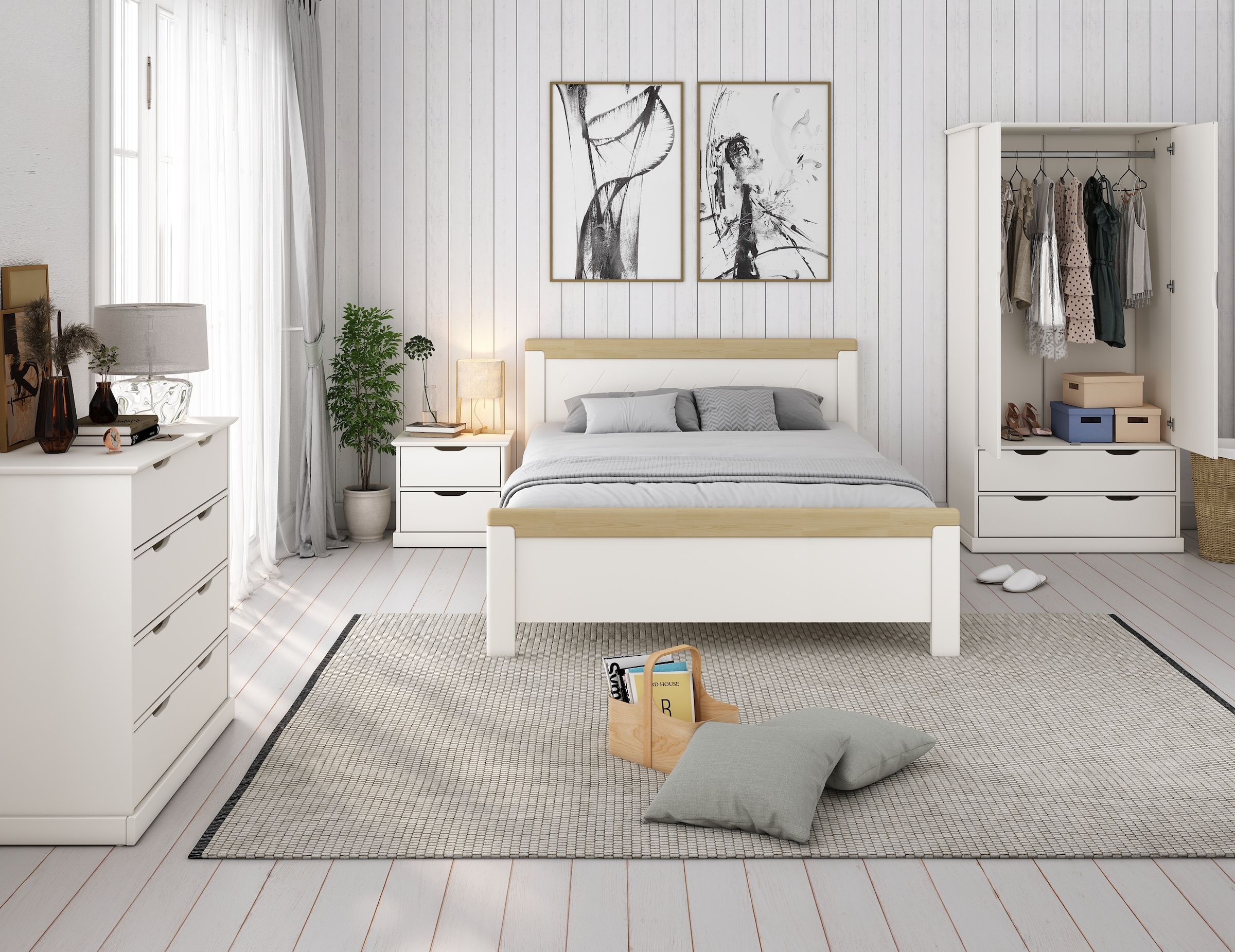 Home affaire Kleiderschrank »"KERO " ideal für das Kinderzimmer,90x180cm«, zertifiziertes Massivholz mit MDF, mit 2 Schubladen, viel Stauraum