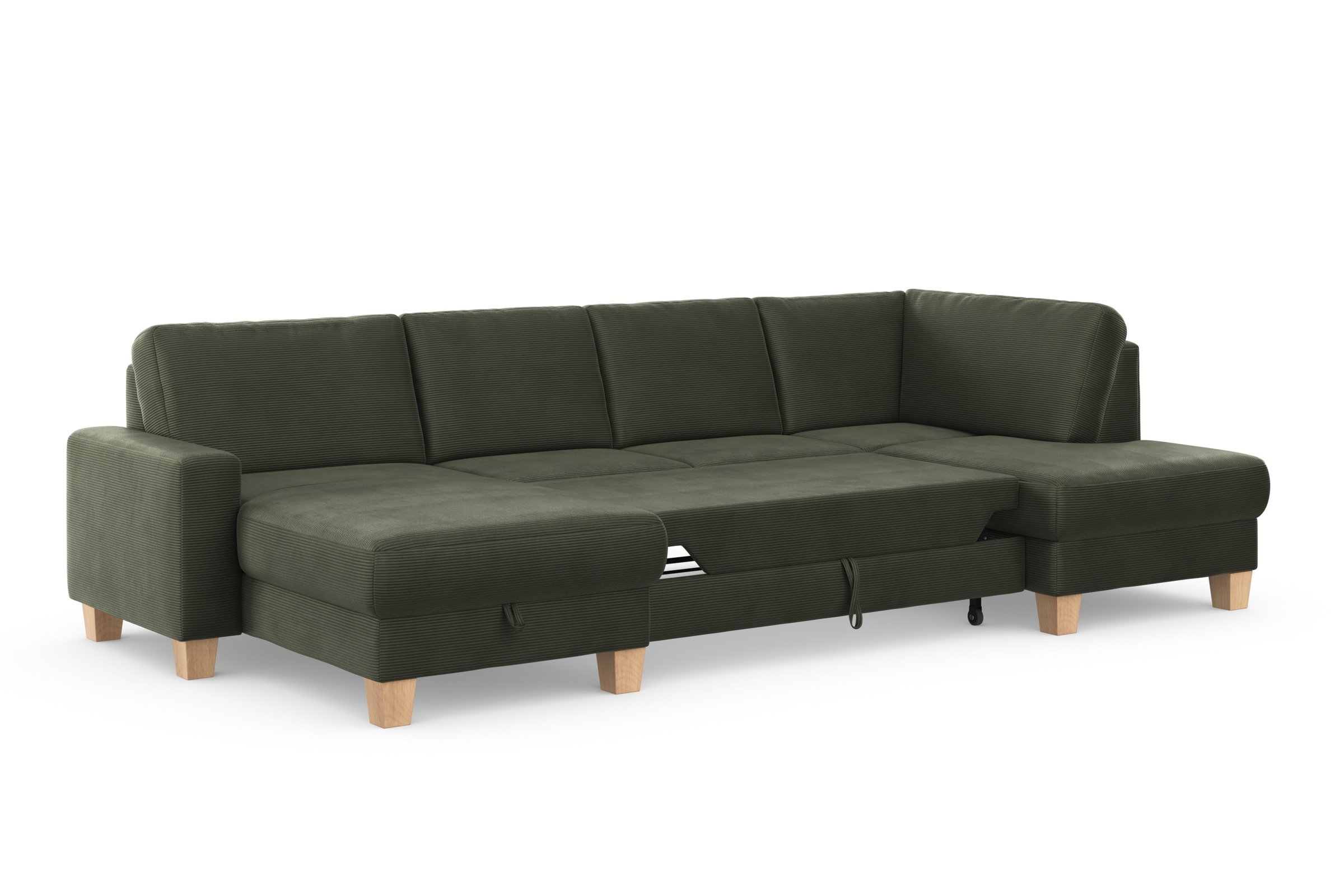 Home affaire Wohnlandschaft »Summer U-Form«, mit oder ohne Bettfunktion und Bettkasten, Cord-Bezug