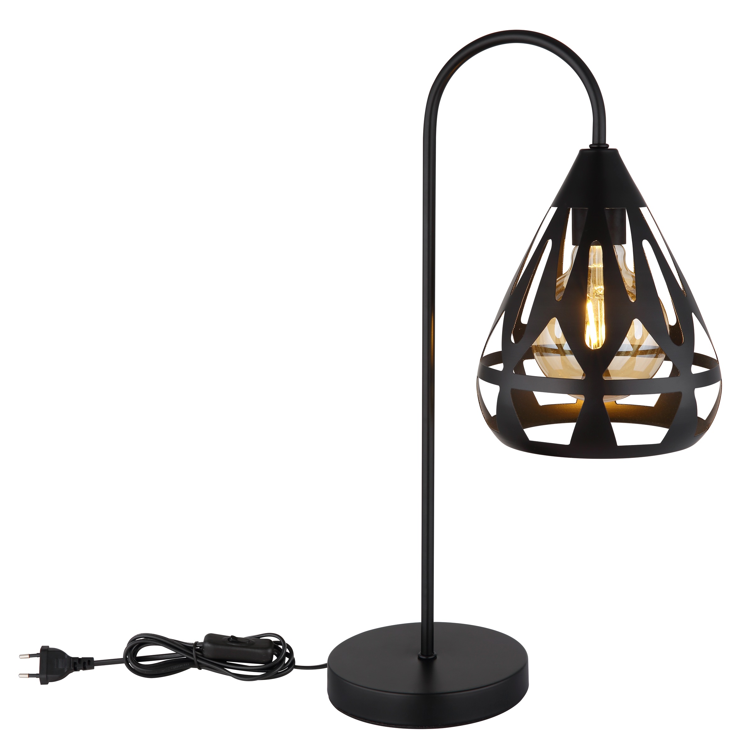 GLOBO LIGHTING Tischleuchte »HASSAN«, Leuchtmittel E27 | ohne Leuchtmittel, Tischlampe/schwarz/Dekor/Dekorstanzungen/Schlafzimmer/Wohnzimmer