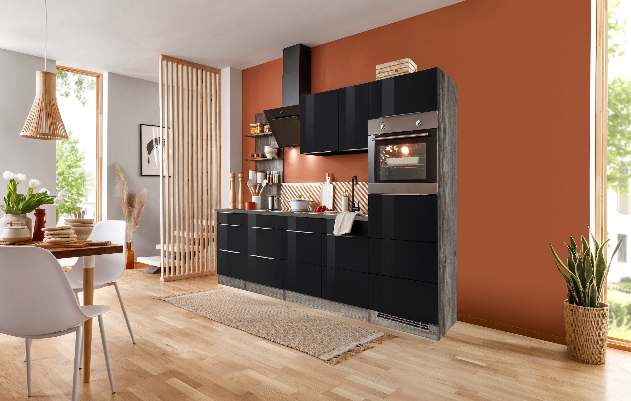 BAUR cm 270 Black Küchenzeile »Brindisi«, | MÖBEL Friday HELD Breite mit E-Geräten,