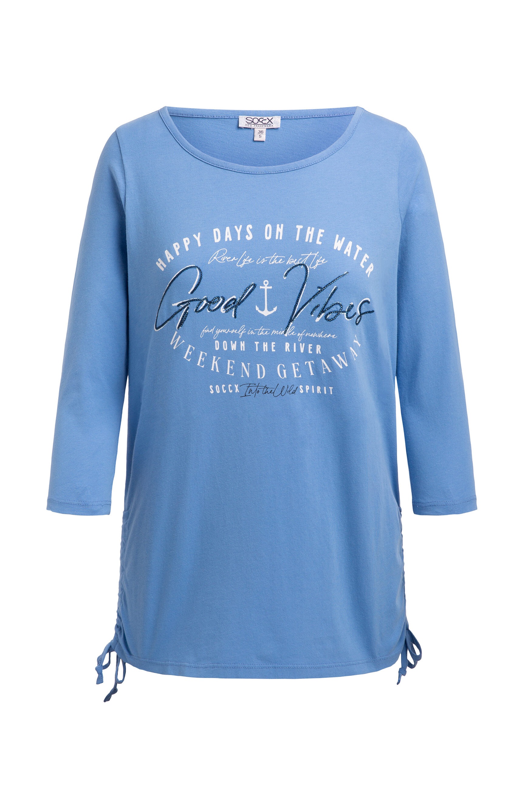 SOCCX 3/4-Arm-Shirt mit Bindeband am Saum günstig online kaufen