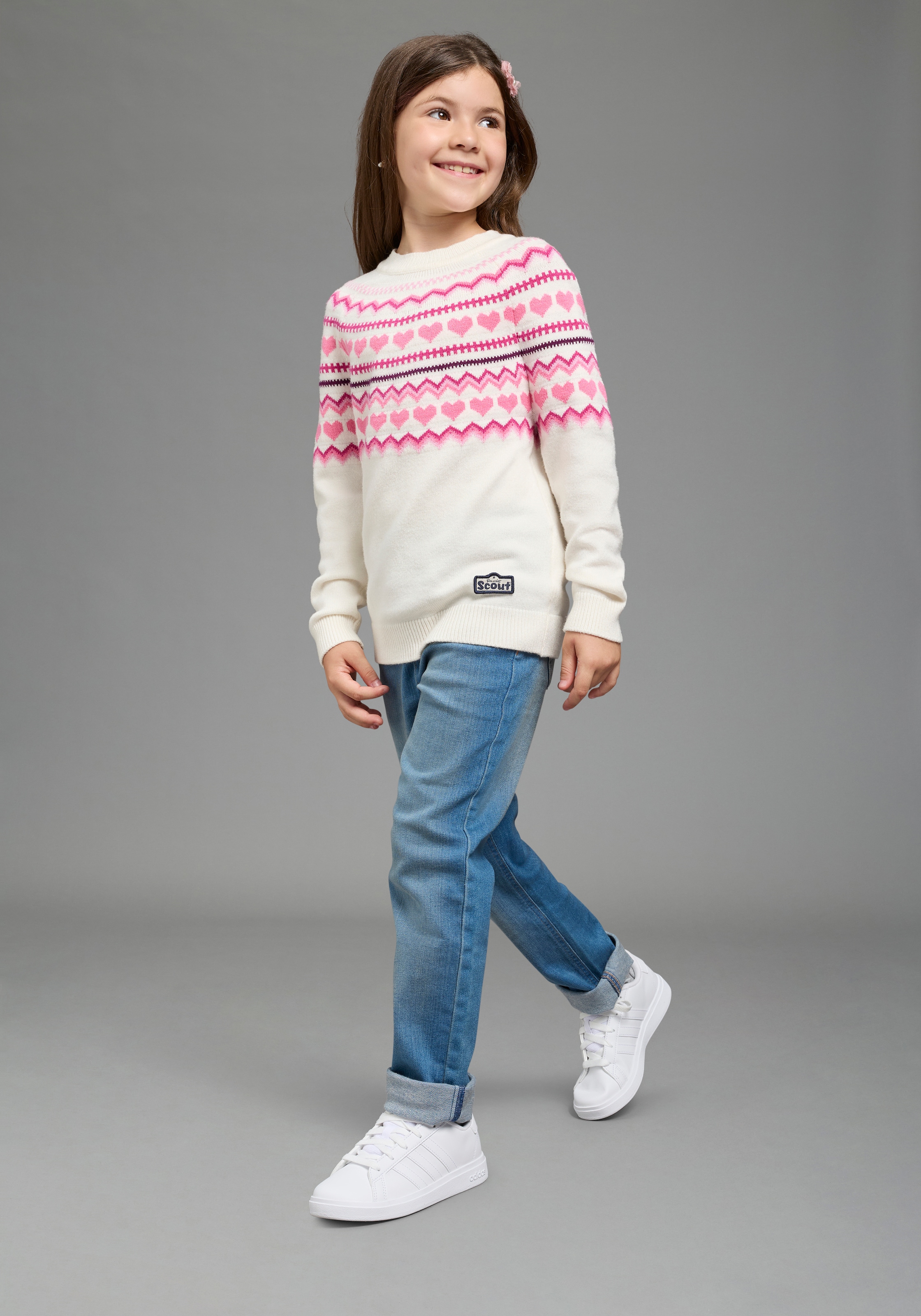Scout Strickpullover »Jaccquard Pullover - Herzendesign - NEU von SCOUT« Herz-Jaccquard Pullover, kuschelig weich, elastisches Strickmaterial