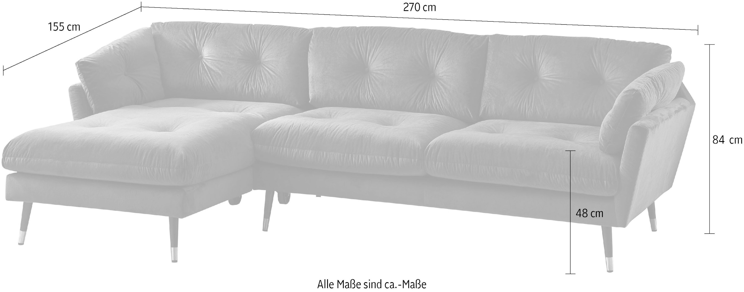 Trends by HG Ecksofa »Japan L-Form«, mit Fuß in Holz-Metallkombination, Recamiere rechts oder links