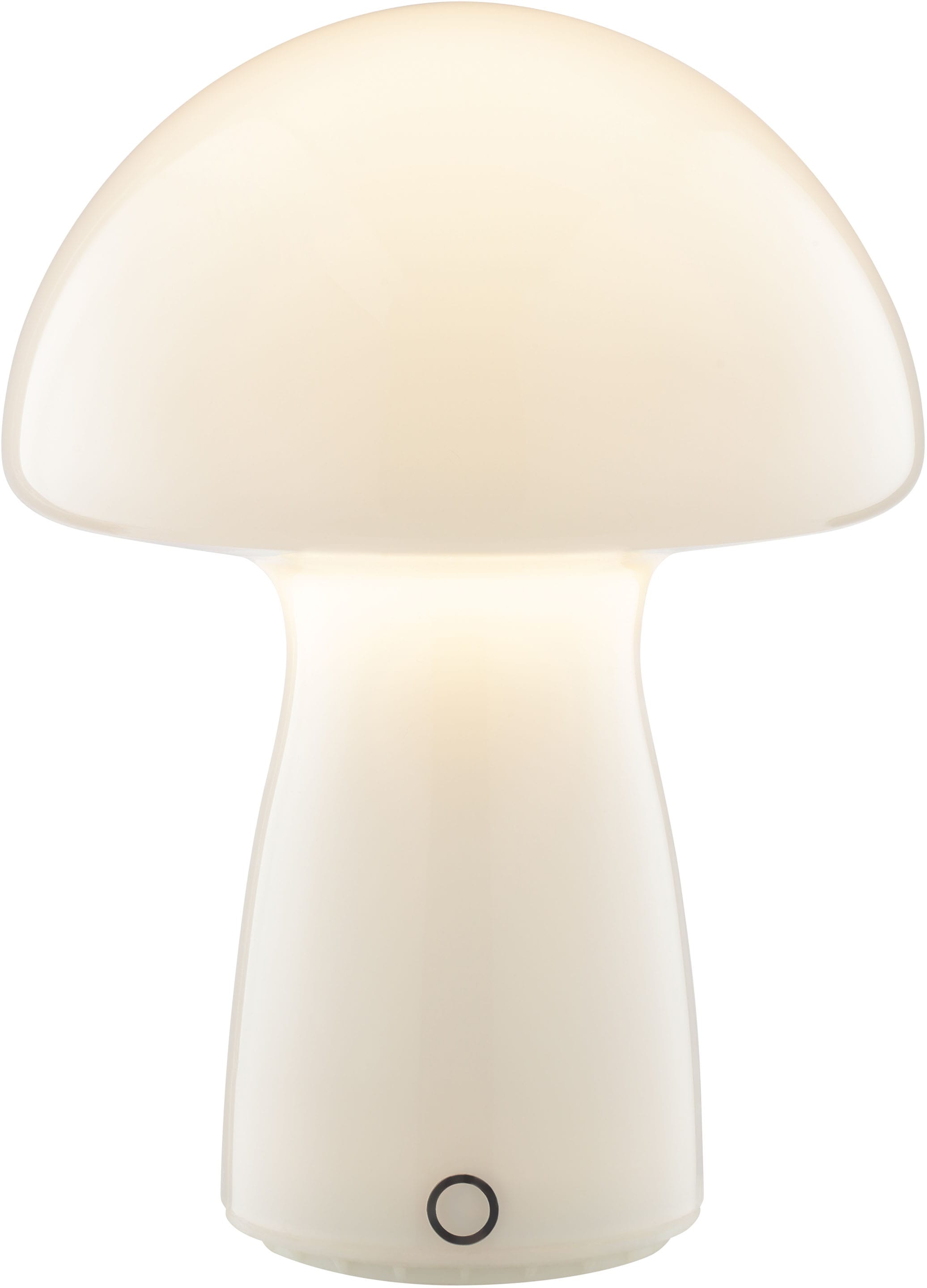 BRILLIANT LED Tischleuchte "Erik", weiß, 1, Ø 16cm H: 22,2cm, 1 Stk., Leuchten, Pilzleuchte aus Glas mit Akku, 250 lm, 2700 K, H 22 cm, dimmbar, LED Tischleuchte