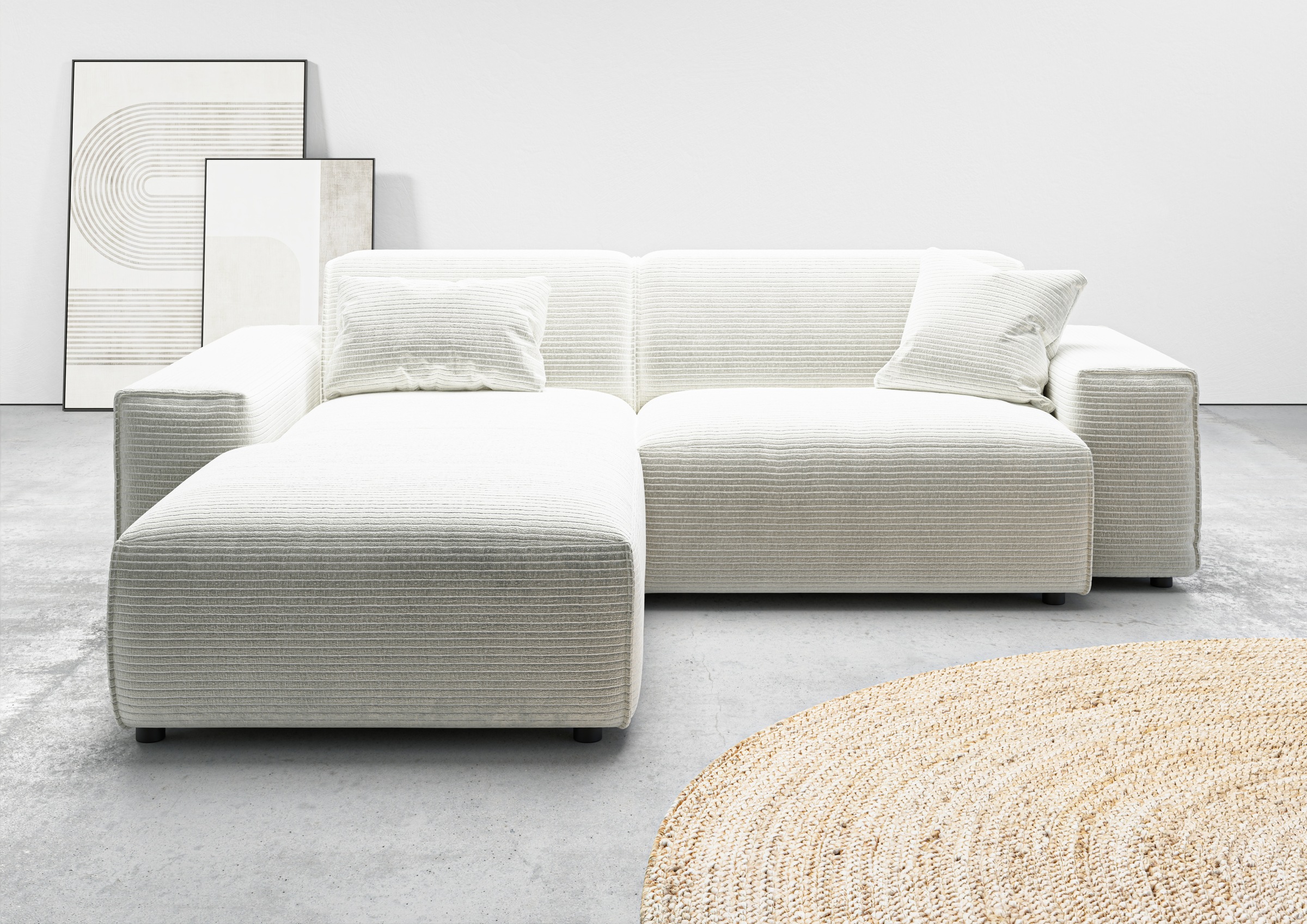 andas Ecksofa »Glimminge L-Form auch in Breitcord, Feincord + Easy care-Bezug,«, Breite 234, Zierkissen