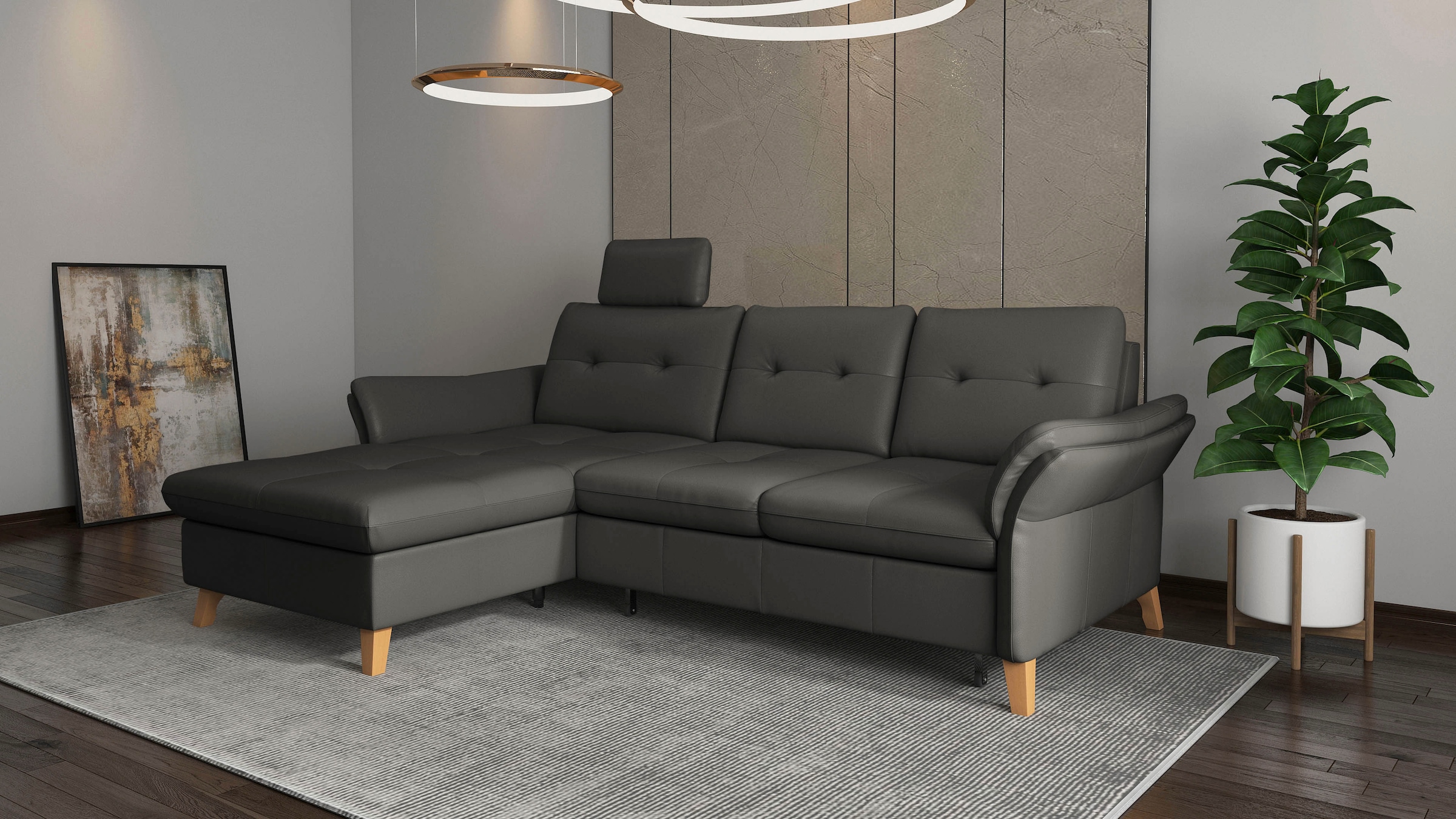 sit&more Ecksofa »Göteborg«, Sitztiefenverstellung und Federkern, wahlweise mit Bettfunktion