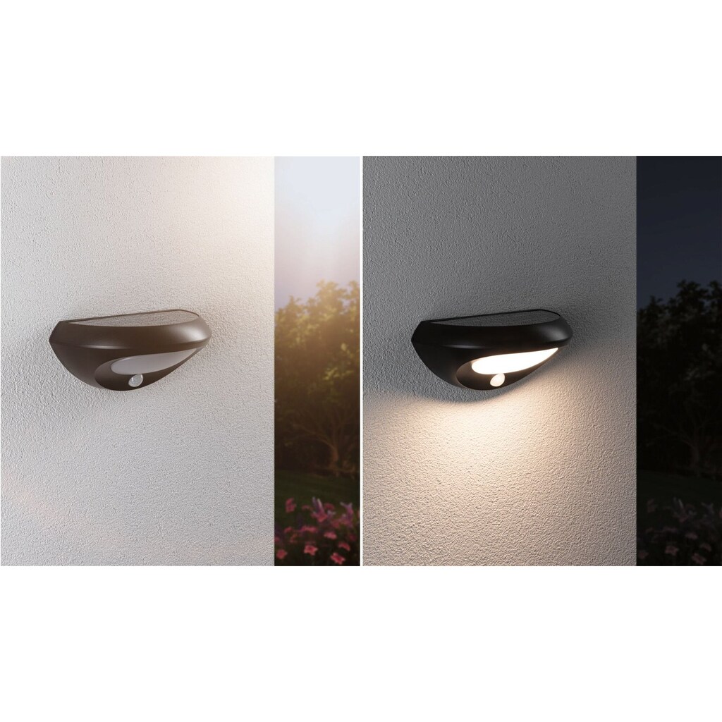 Paulmann LED Außen-Wandleuchte »Solar Sorova IP44 230x125mm 3000K 3,5W 220lm Anthrazit Kunststoff«, 1 flammig-flammig