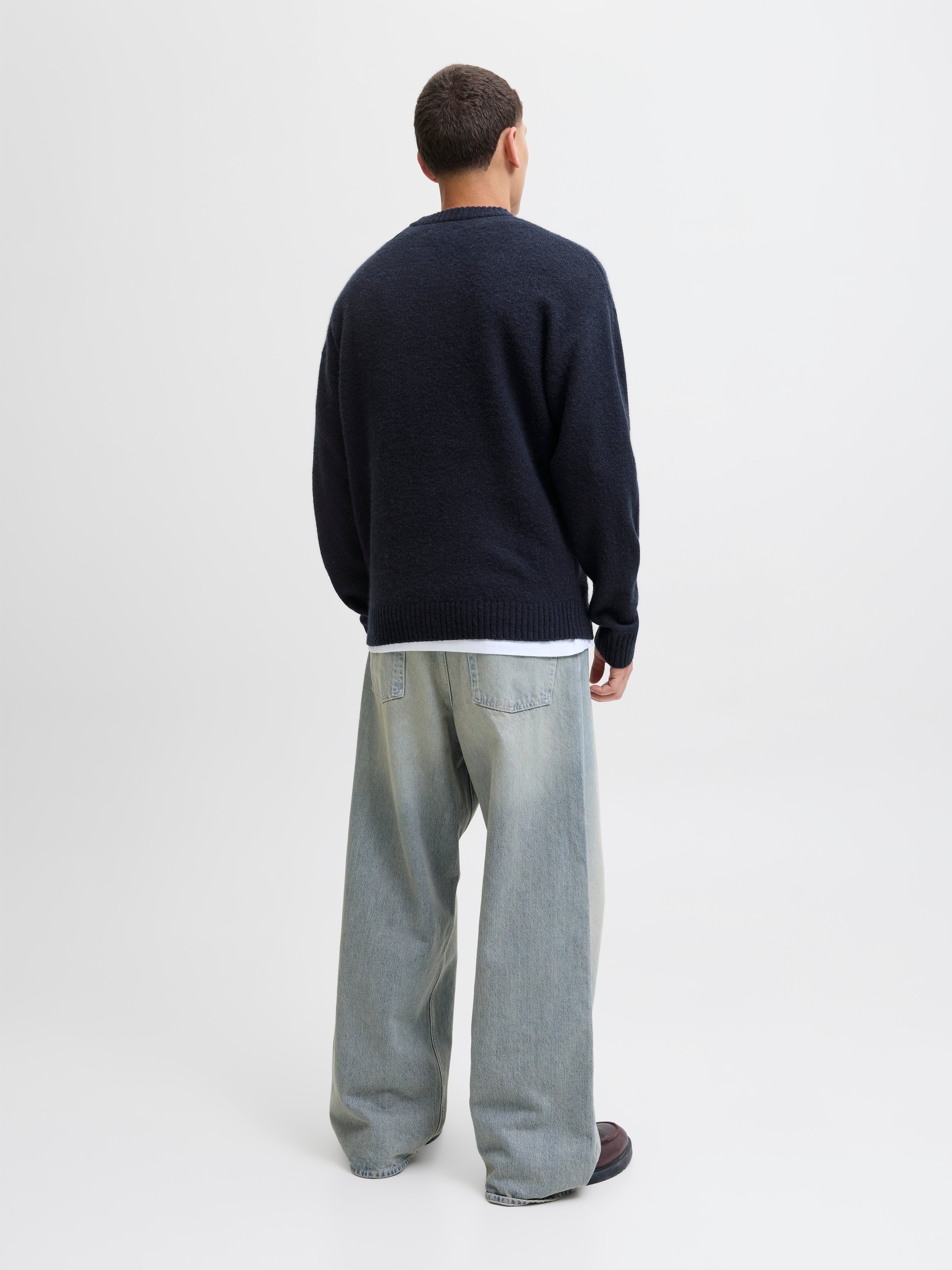 Jack & Jones Rundhalspullover »JJESOHO OLLIE KNIT CREW NECK SN« Materialmix, relaxed fit