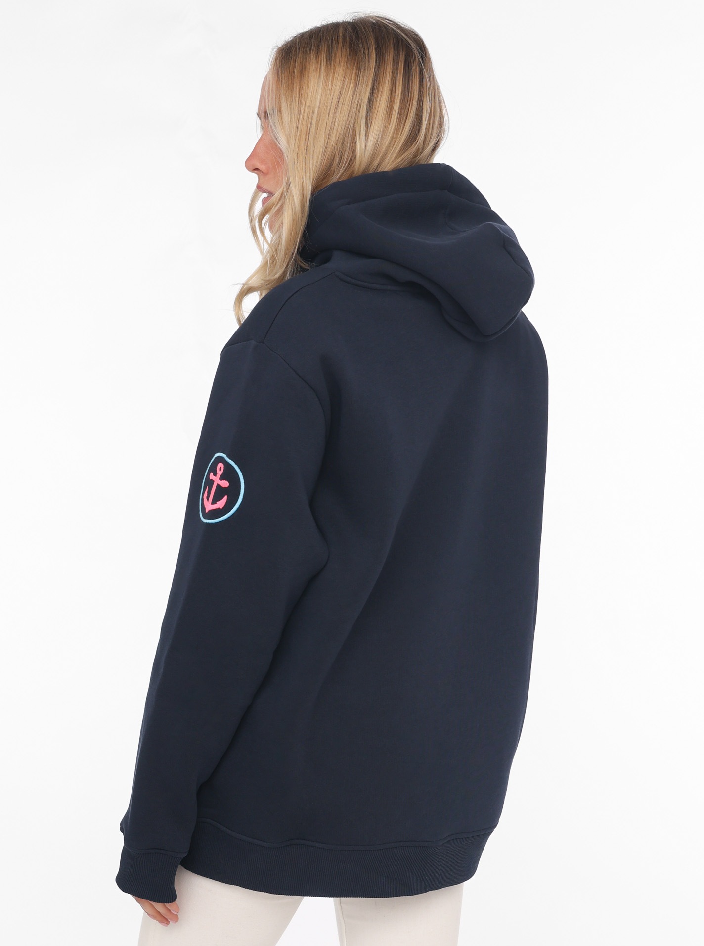 Thumbnail - Zwillingsherz, gestickter Schriftzug, Kapuze, Langarm, Kängurutasche, Kordelzug