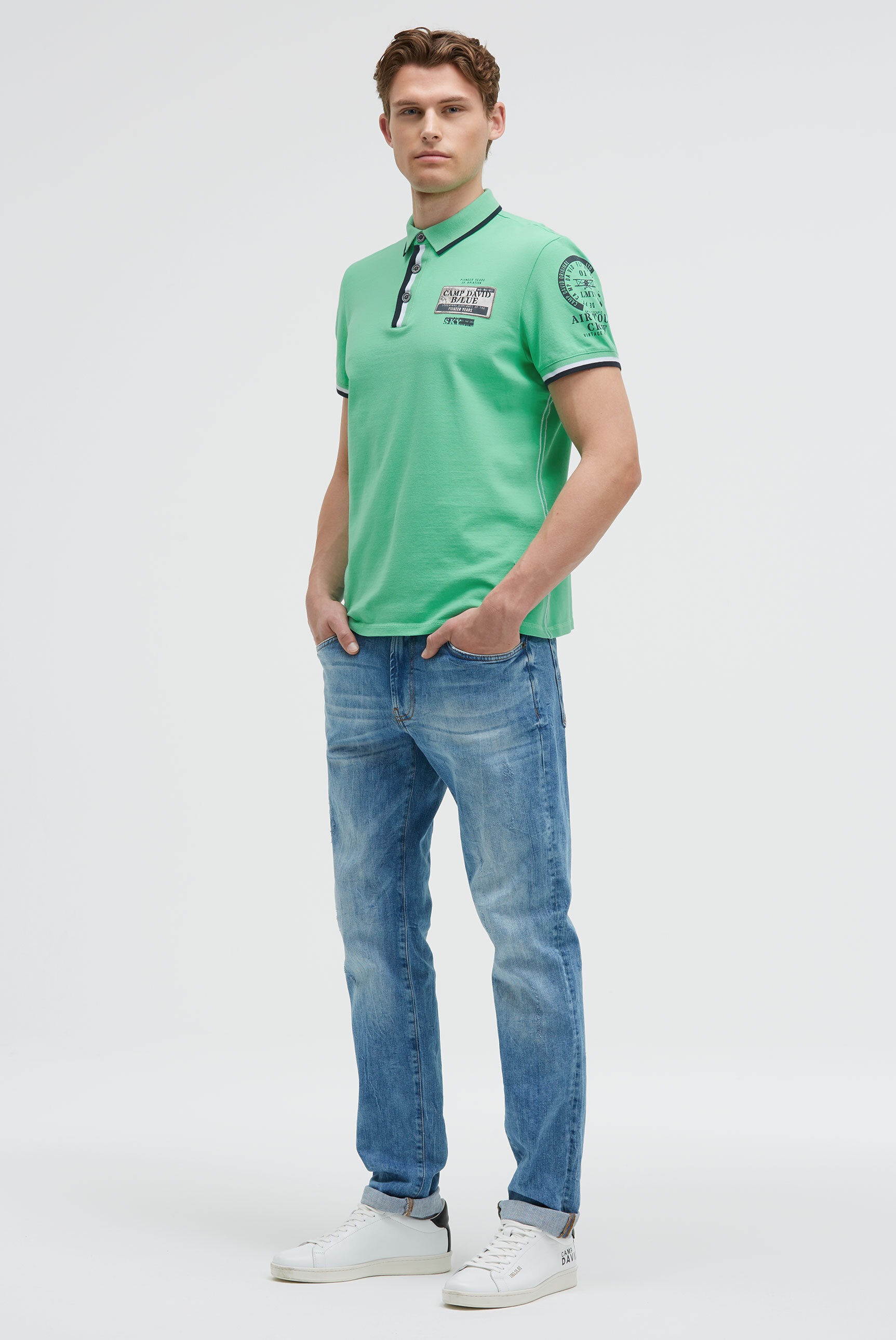 CAMP DAVID Poloshirt mit Kontrastnähten