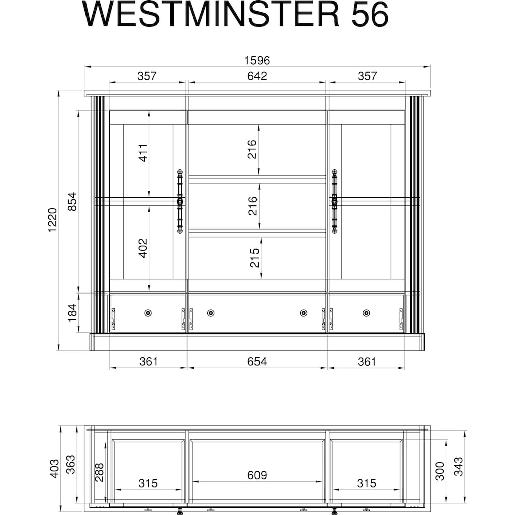 Home affaire Highboard »Westminster«, im angesagten Landhaus-Look