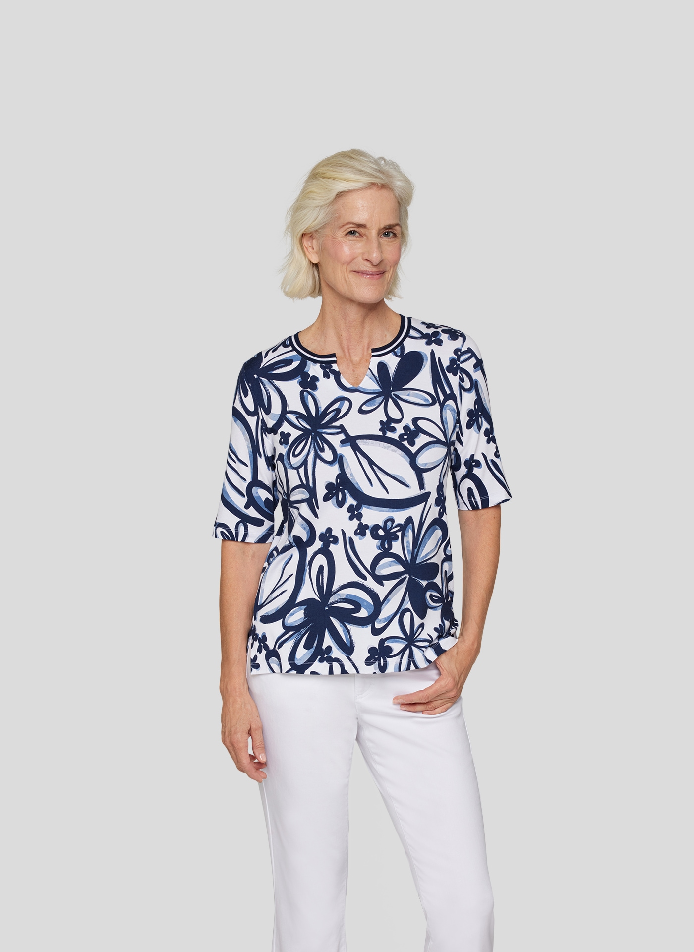 Rabe Rundhalsshirt, mit floralem Muster günstig online kaufen