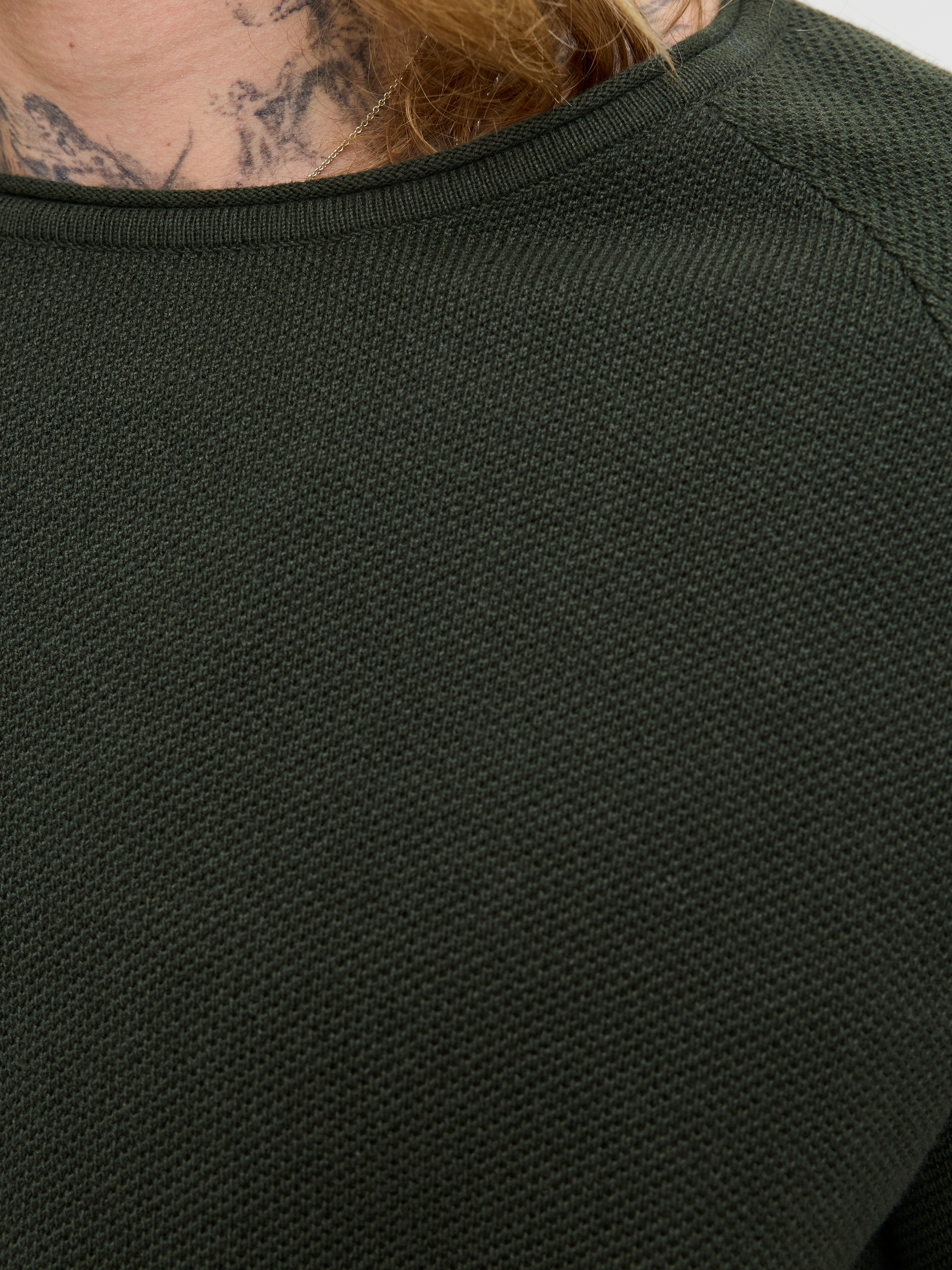 Thumbnail - Jack & Jones Rundhalspullover "JJEHILL KNIT CREW NECK NOOS" mit Strukturstrick