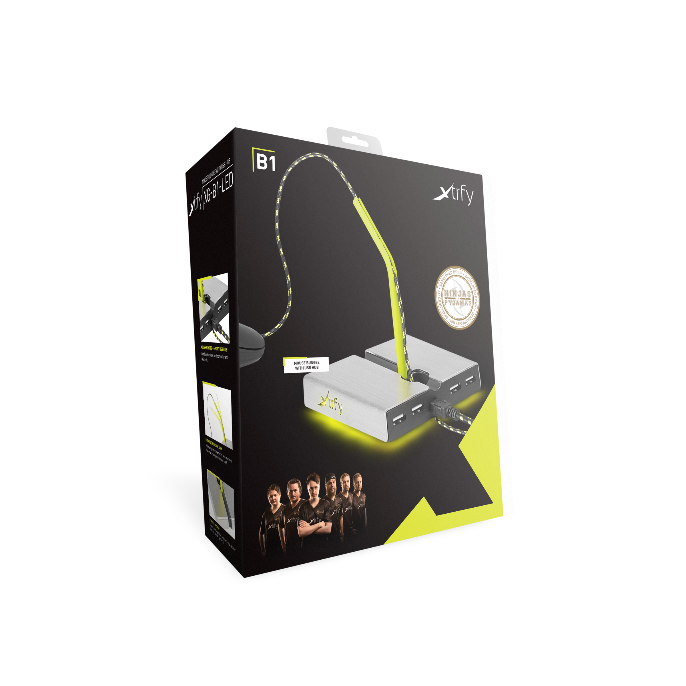 Cherry Xtrfy Mauskabelhalter »B1 Mouse Bungee«, Maus-Bungee mit 4-Port-USB-Hub